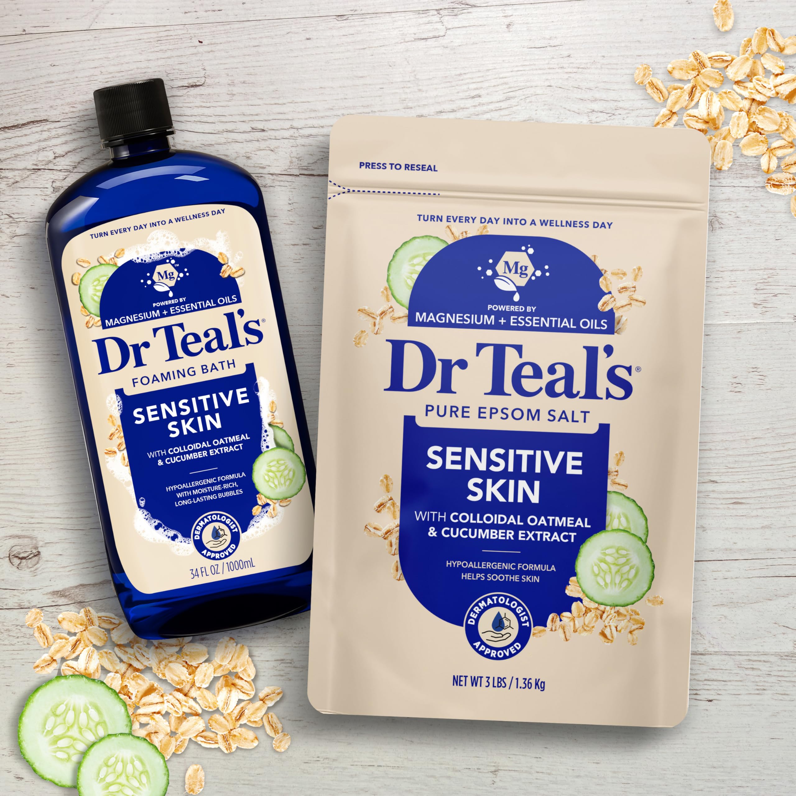 Dr Teal's lifestyle bathroom scene conveying a calm, restorative soak