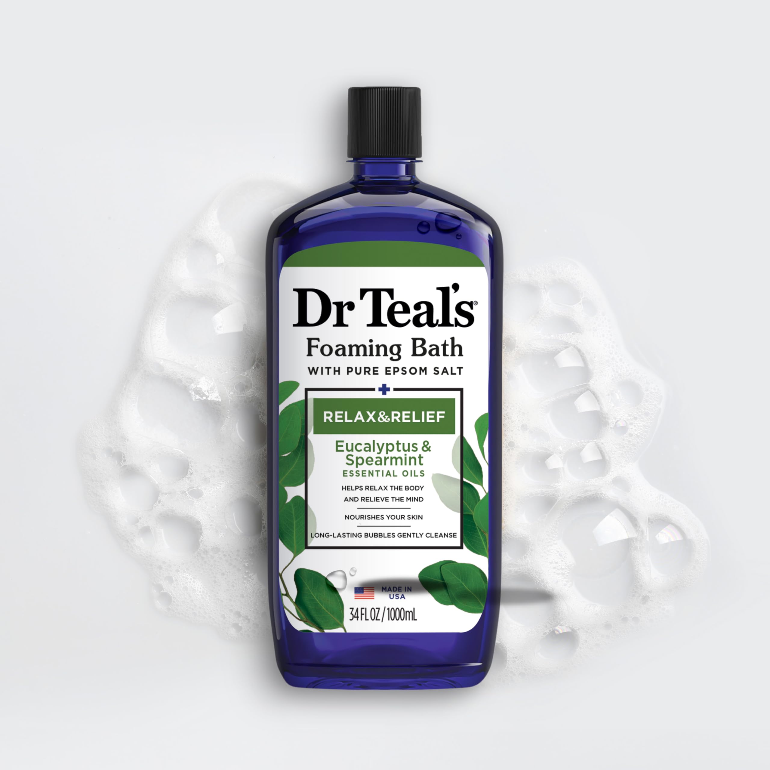 Pack of four Dr Teal's bottles boxed for value and easy storage