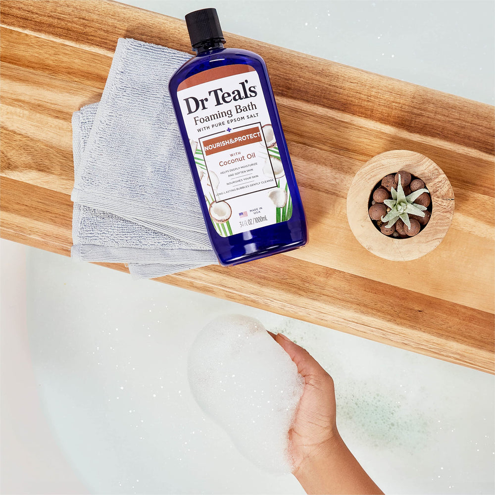 Dr Teal's pack of four stacked for value and long-lasting supply