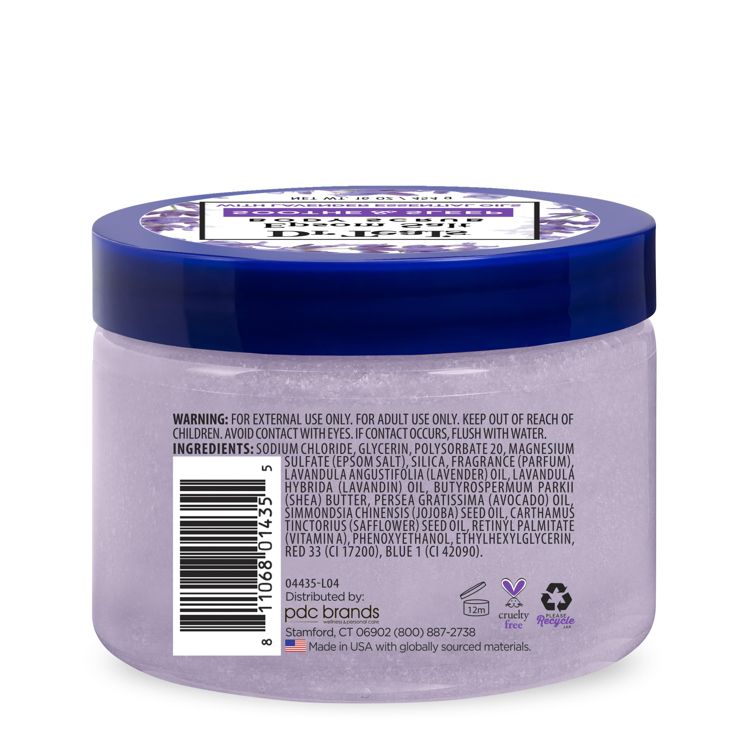 Dr Teal's packaging bottom label showing directions and claims