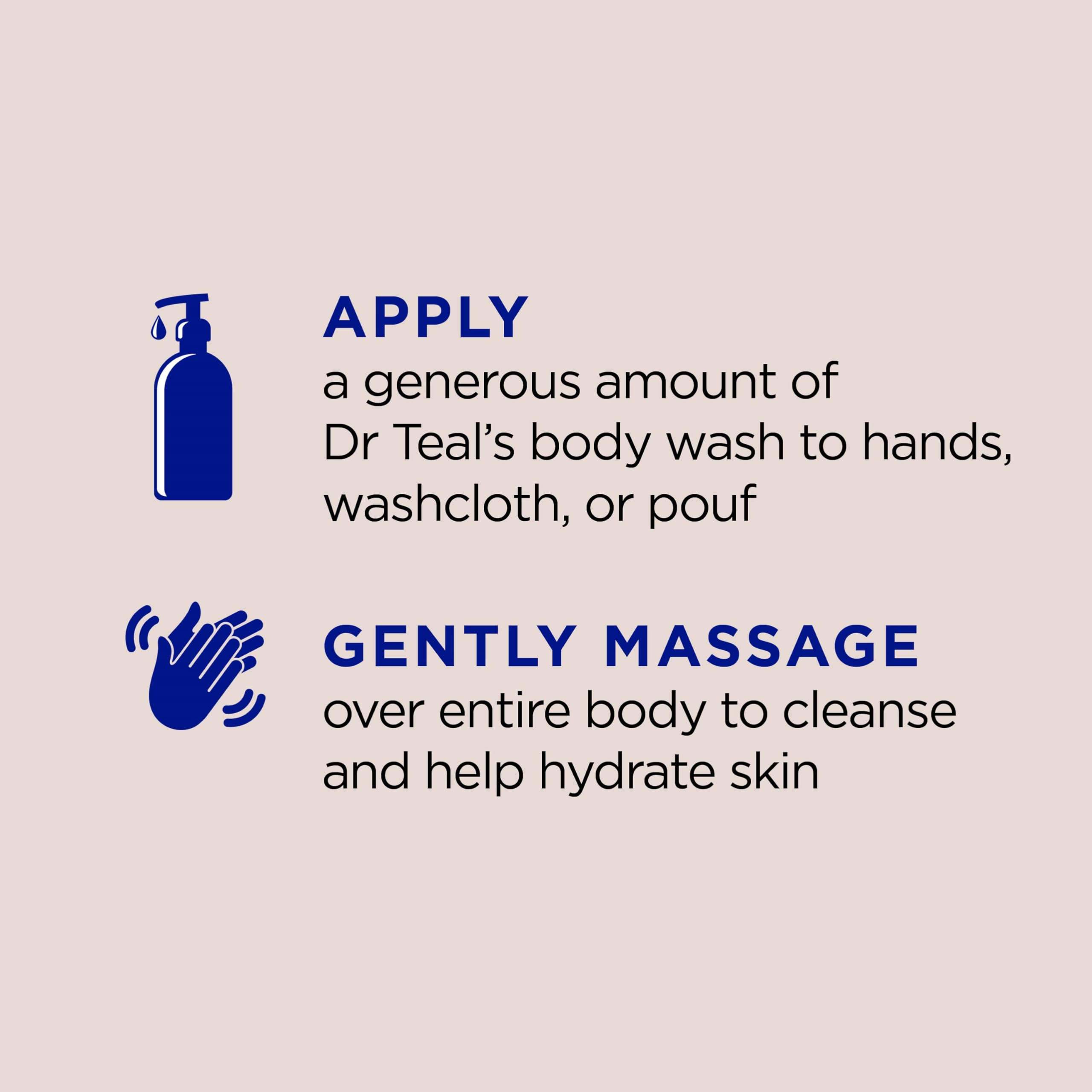 Dr Teal's pump dispensing wash for easy one-handed use benefits