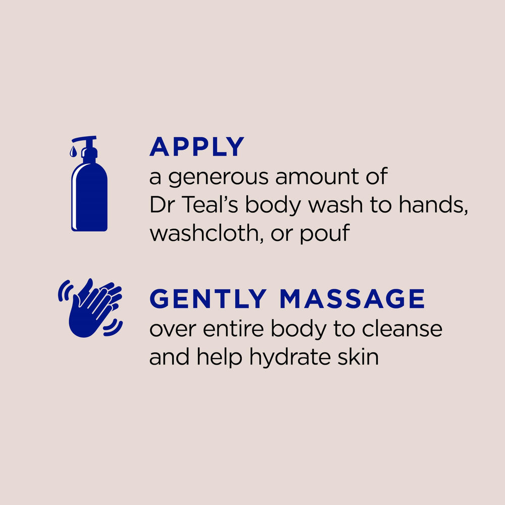 Dr Teal's pump dispensing wash for easy one-handed use benefits