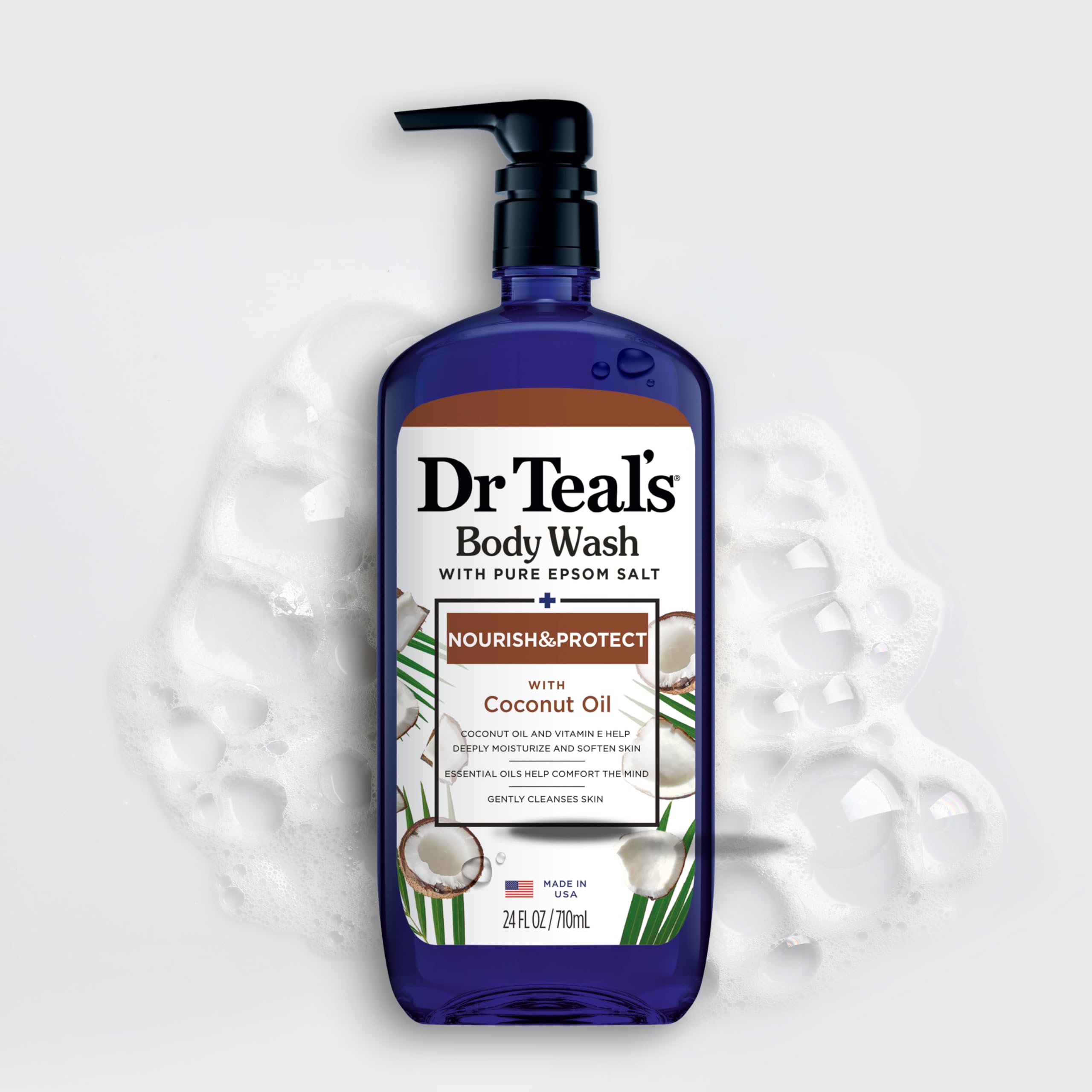 Shower scene with Dr Teal's bottle showing relaxing daily routine benefit