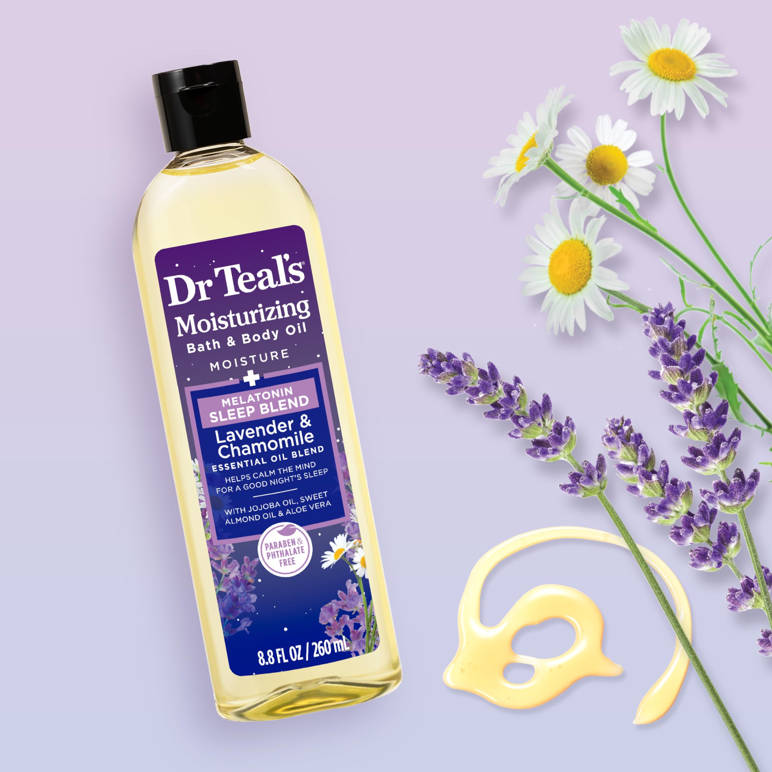 Dr Teal's bottle next to a ruler to show 8.8 fl oz size and scale