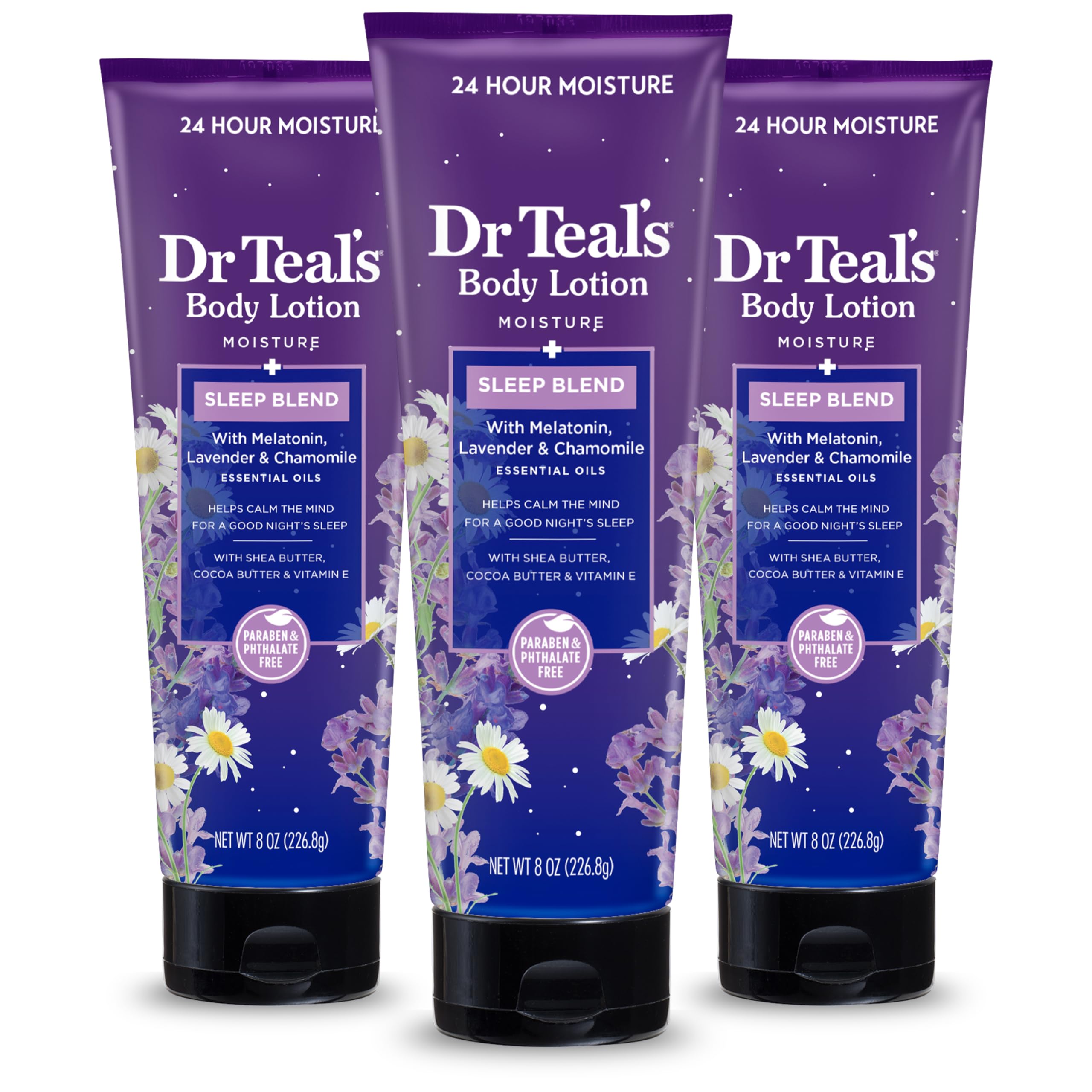 Dr Teal's front packaging showing calming sleep lotion and benefits