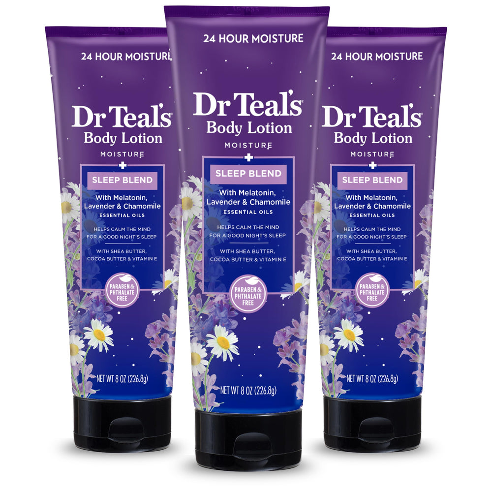 Dr Teal's front packaging showing calming sleep lotion and benefits