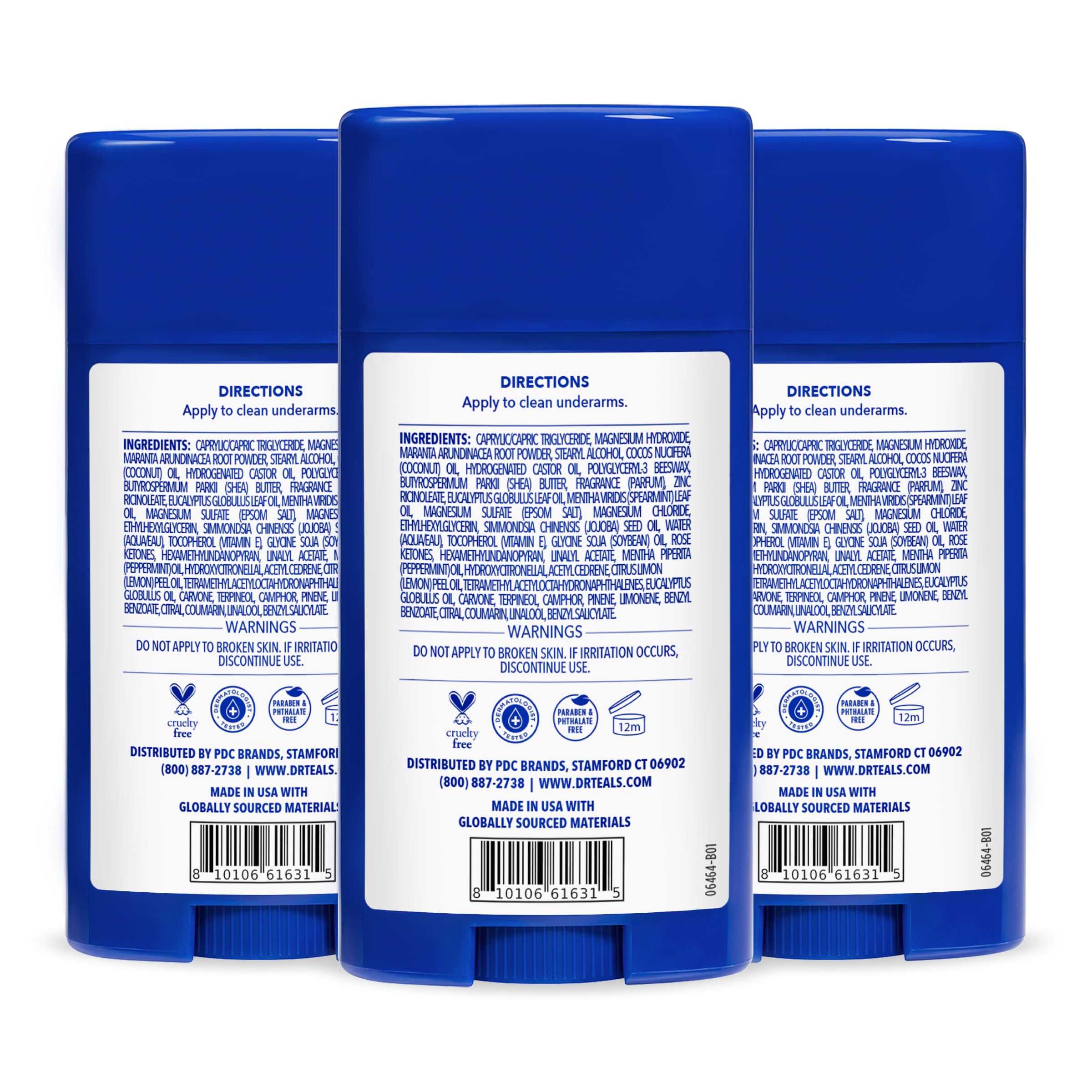 Dr Teal's deodorant stick open demonstrating easy glide for smooth application