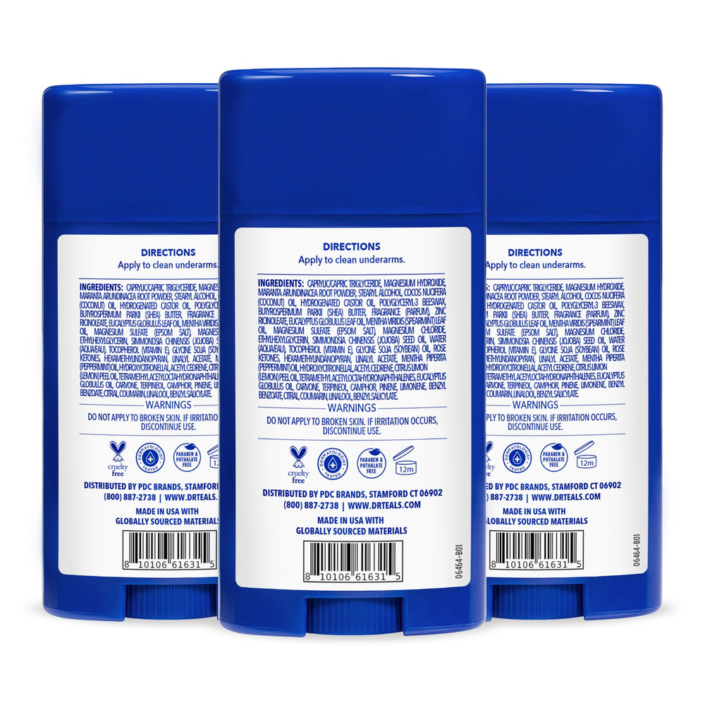 Dr Teal's deodorant stick open demonstrating easy glide for smooth application