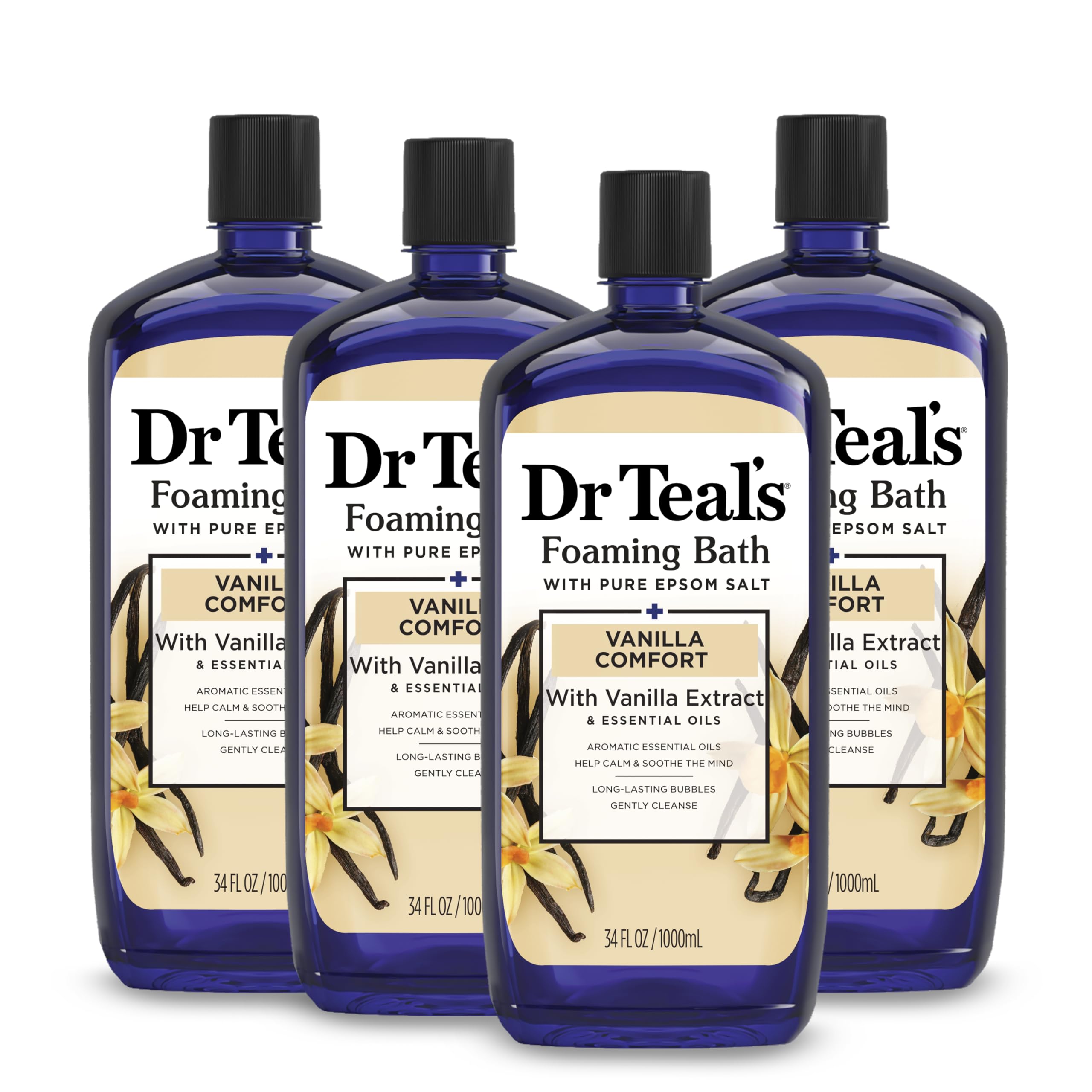 Dr Teal's front packaging showcasing vanilla comfort and benefits