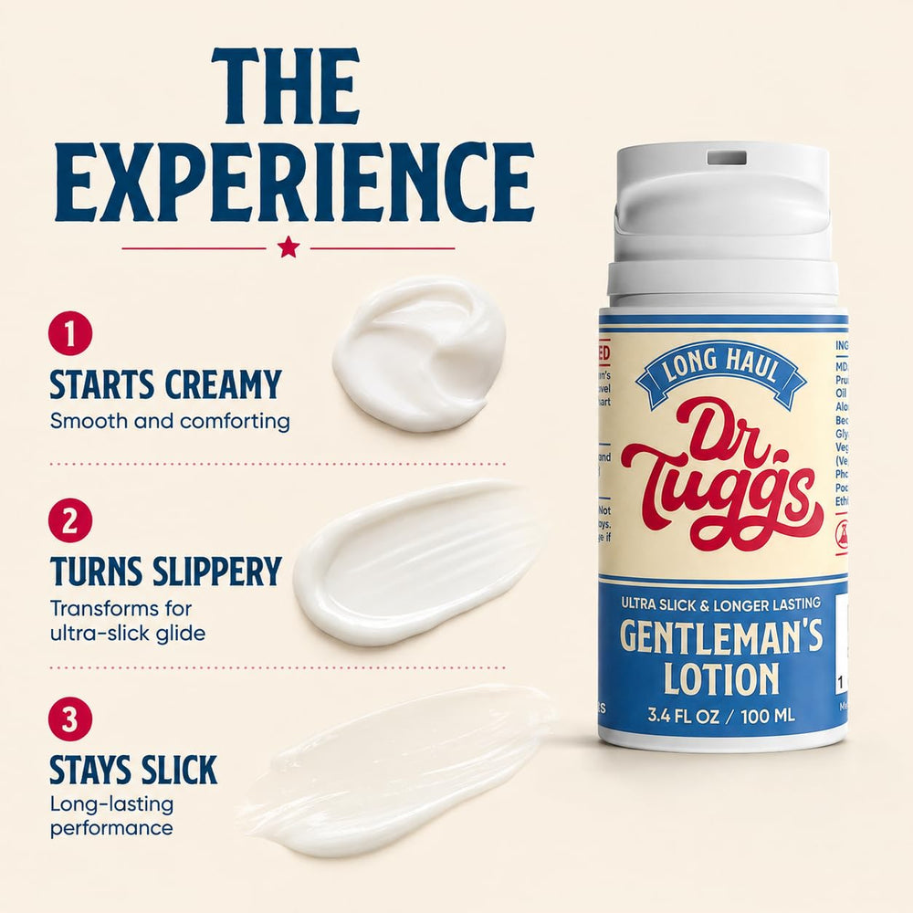 Dr. Tuggs lotion texture on skin close-up demonstrating smooth, non-greasy slip
