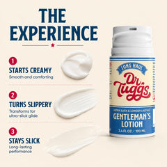Dr. Tuggs lotion texture on skin close-up demonstrating smooth, non-greasy slip