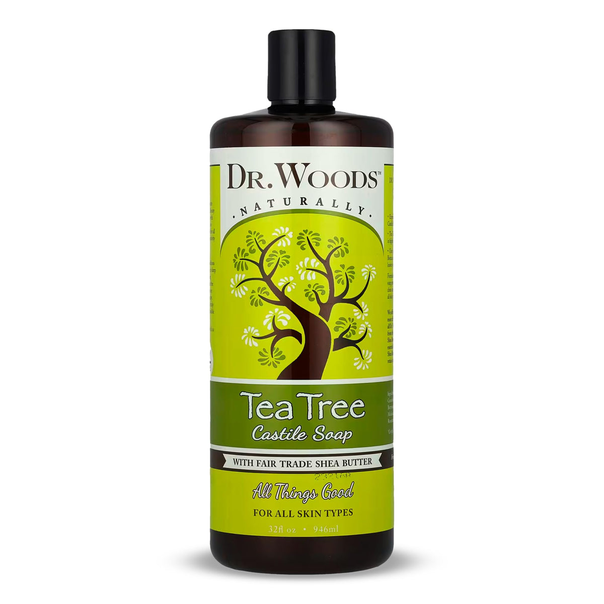 Dr. Woods bottle front packaging showing product and benefits