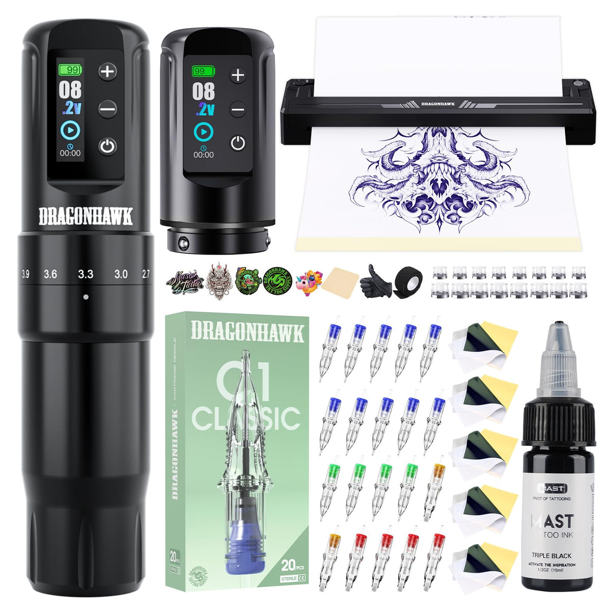 Dragonhawk atom2 pro kit open box showing all components for quick setup