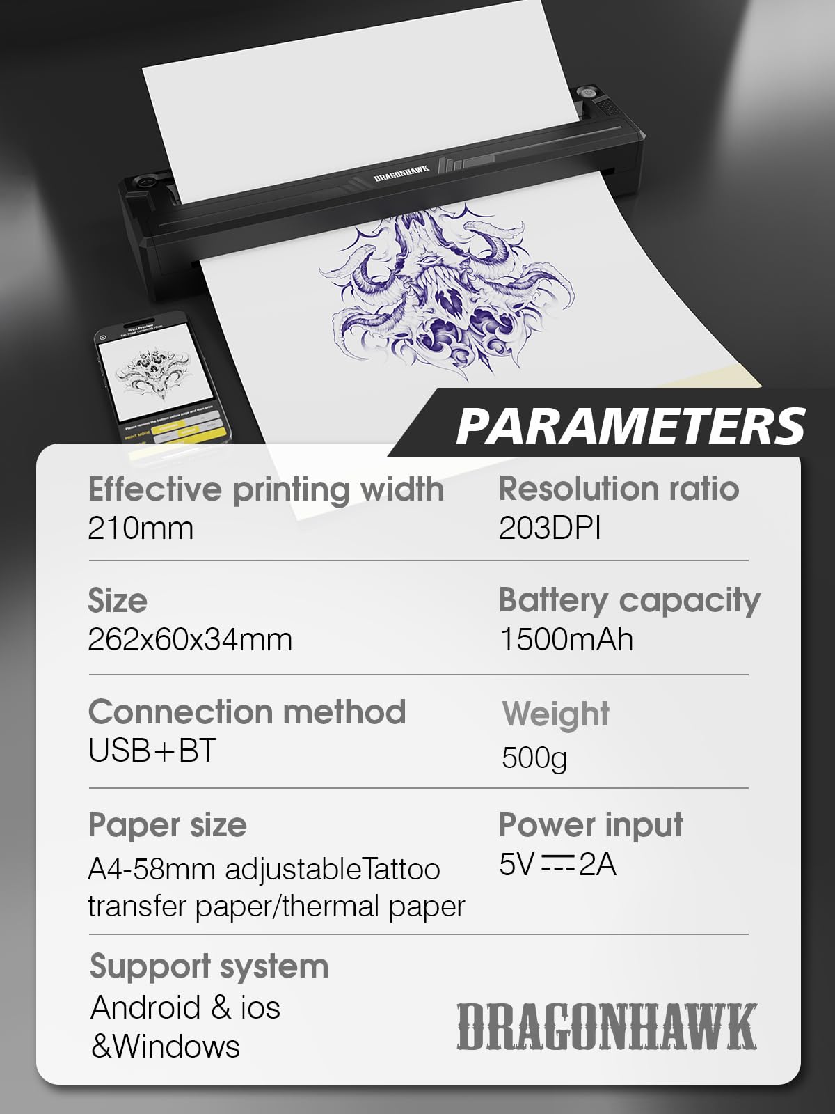 Dragonhawk atom2 pro pen in use on practice skin demonstrating smooth handling