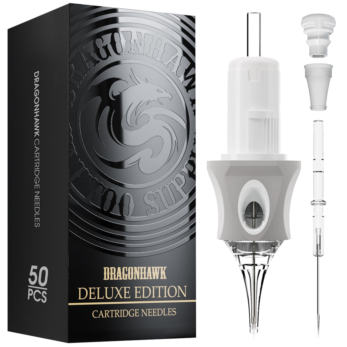 Dragonhawk front packaging showing 50-count and product name for quick studio restock benefit