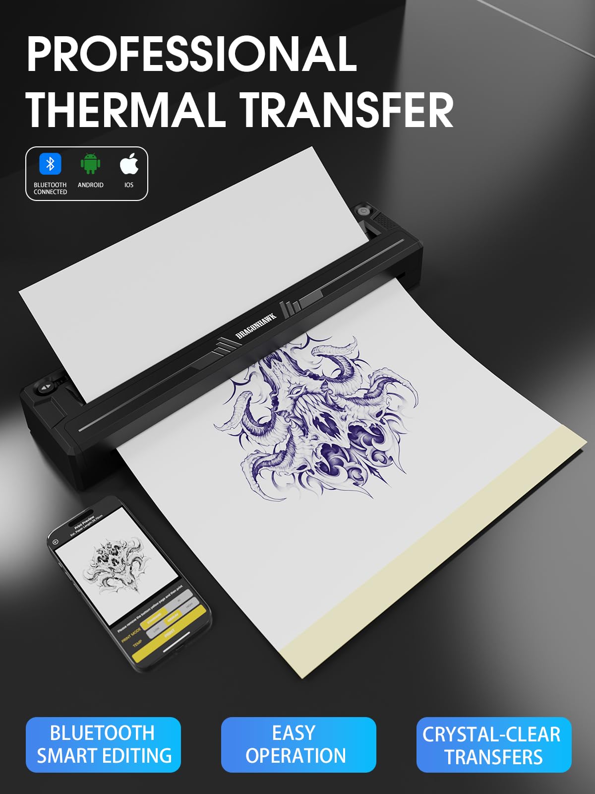 Dragonhawk practice skin and transfer papers for repetitive safe technique practice