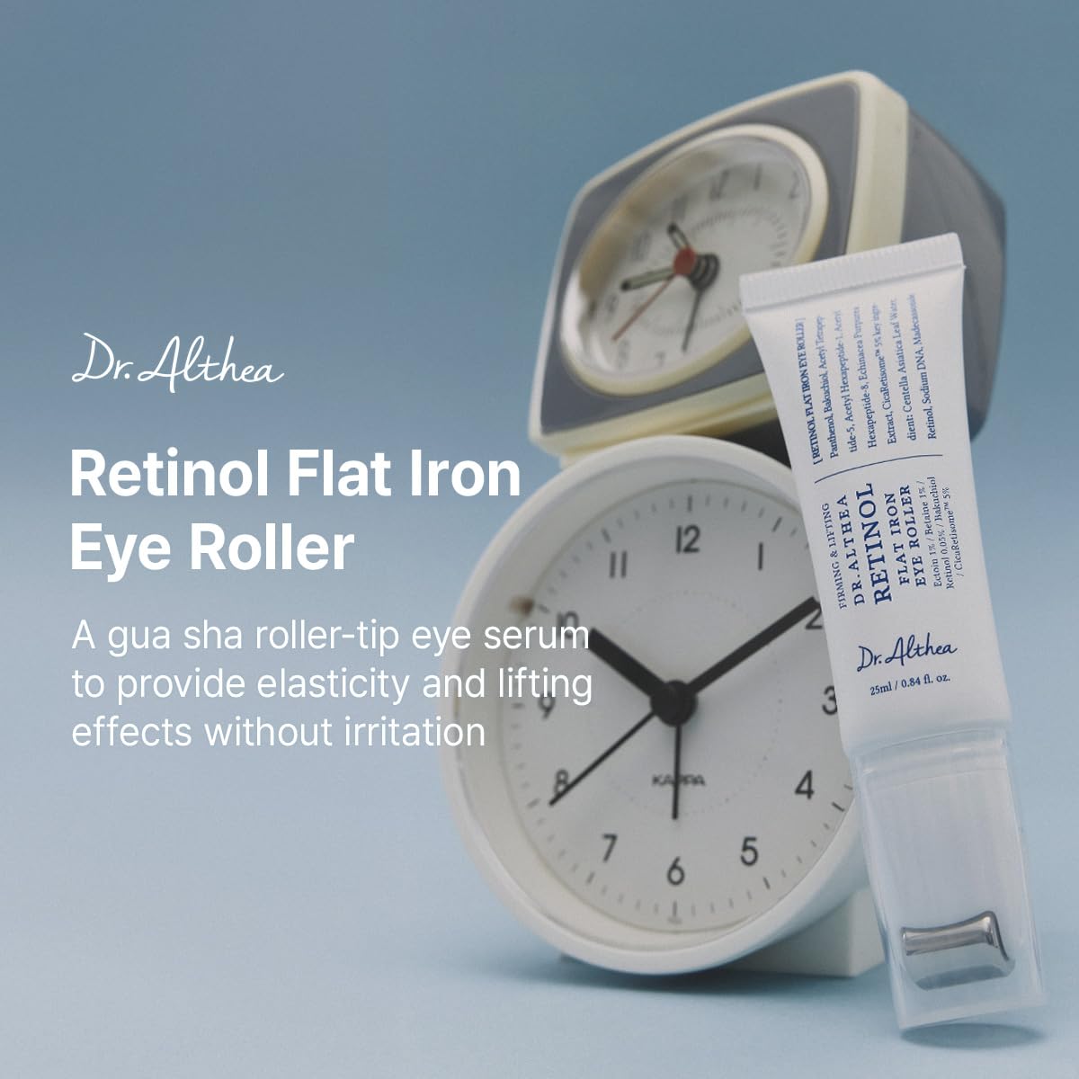 Dr.Althea roller-tip close-up highlighting flat gua sha applicator for precise lift