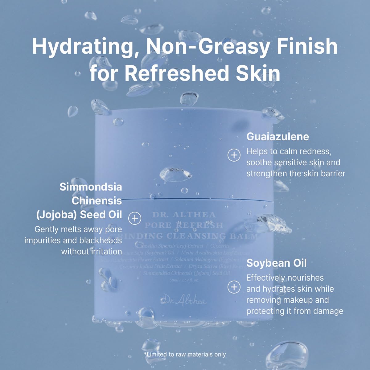 Dr.Althea ingredient label highlighting green tea and jojoba for clarity