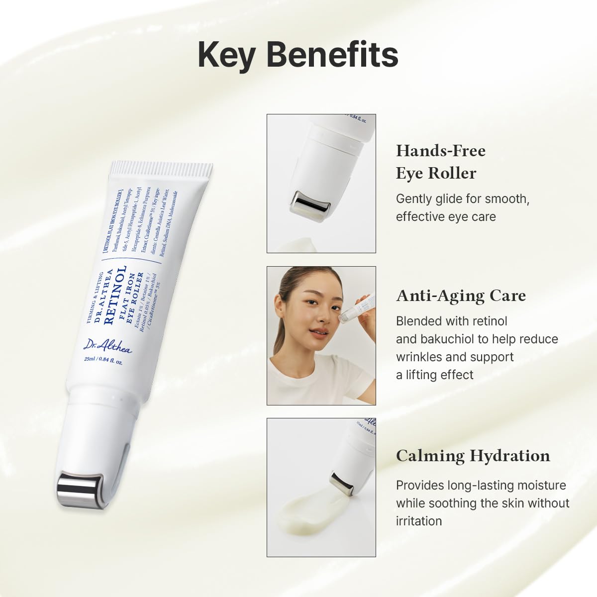 Dr.Althea serum texture on finger showing lightweight hydrating formula benefit