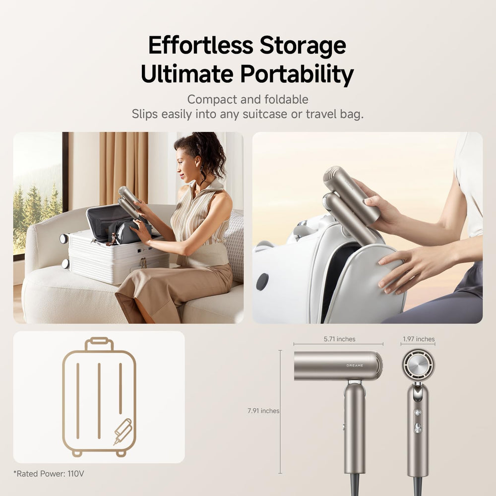 dreame pocket folded compact size in luggage for easy travel convenience