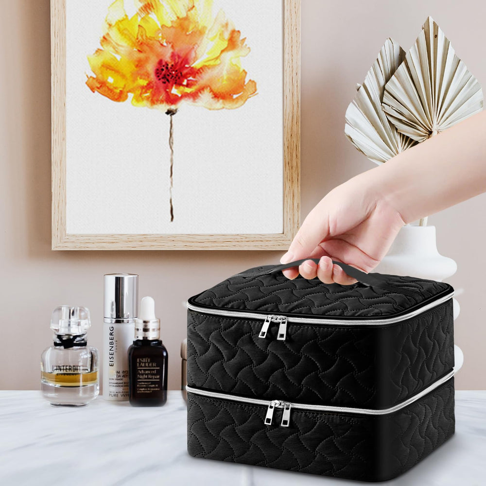 DreamGenius packed for travel with polishes and manicure tools neatly arranged