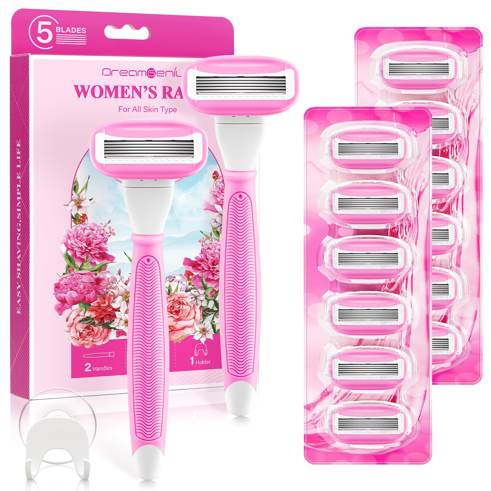 DreamGenius front packaging in pink showing handles and cartridges for organized storage