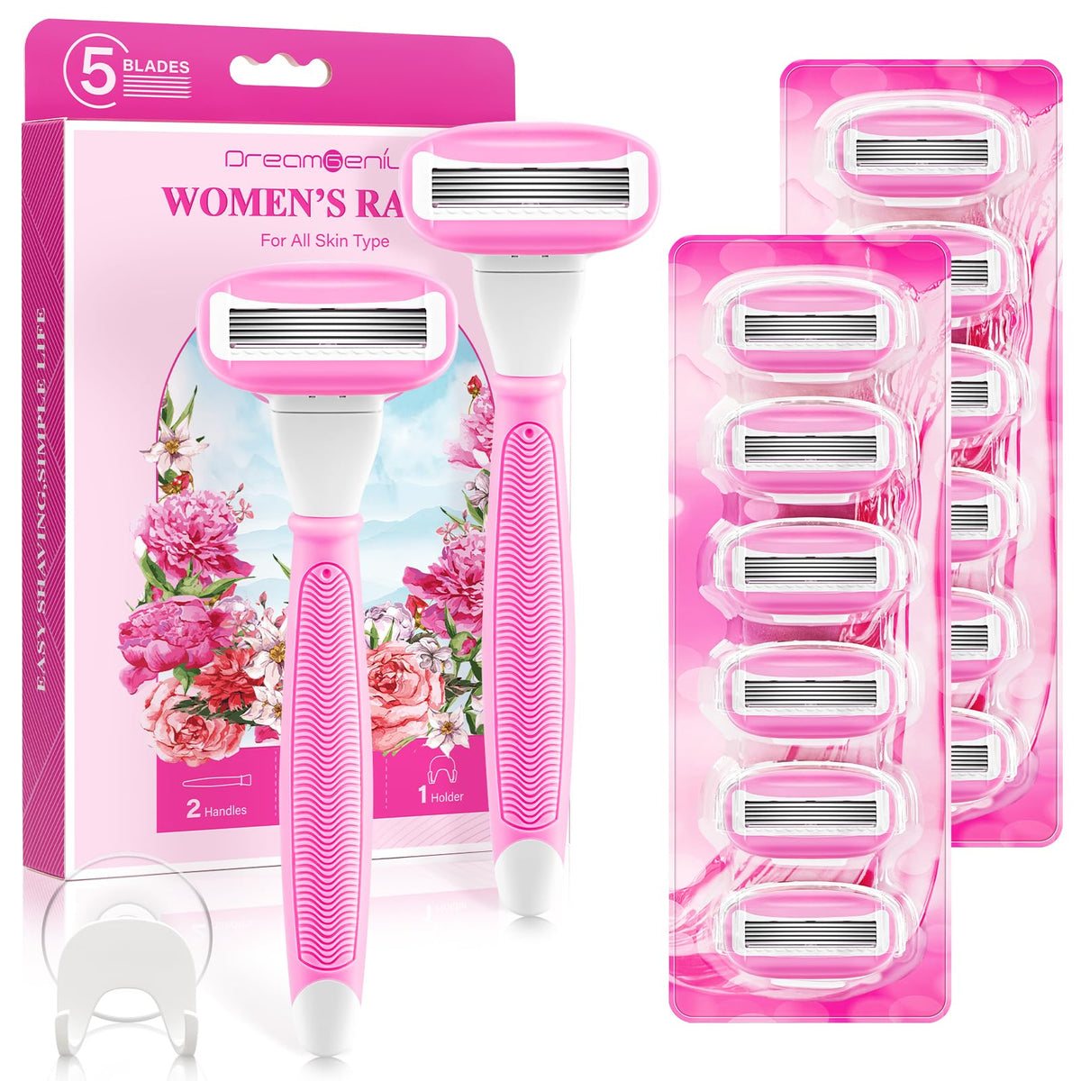 DreamGenius front packaging in pink showing handles and cartridges for organized storage