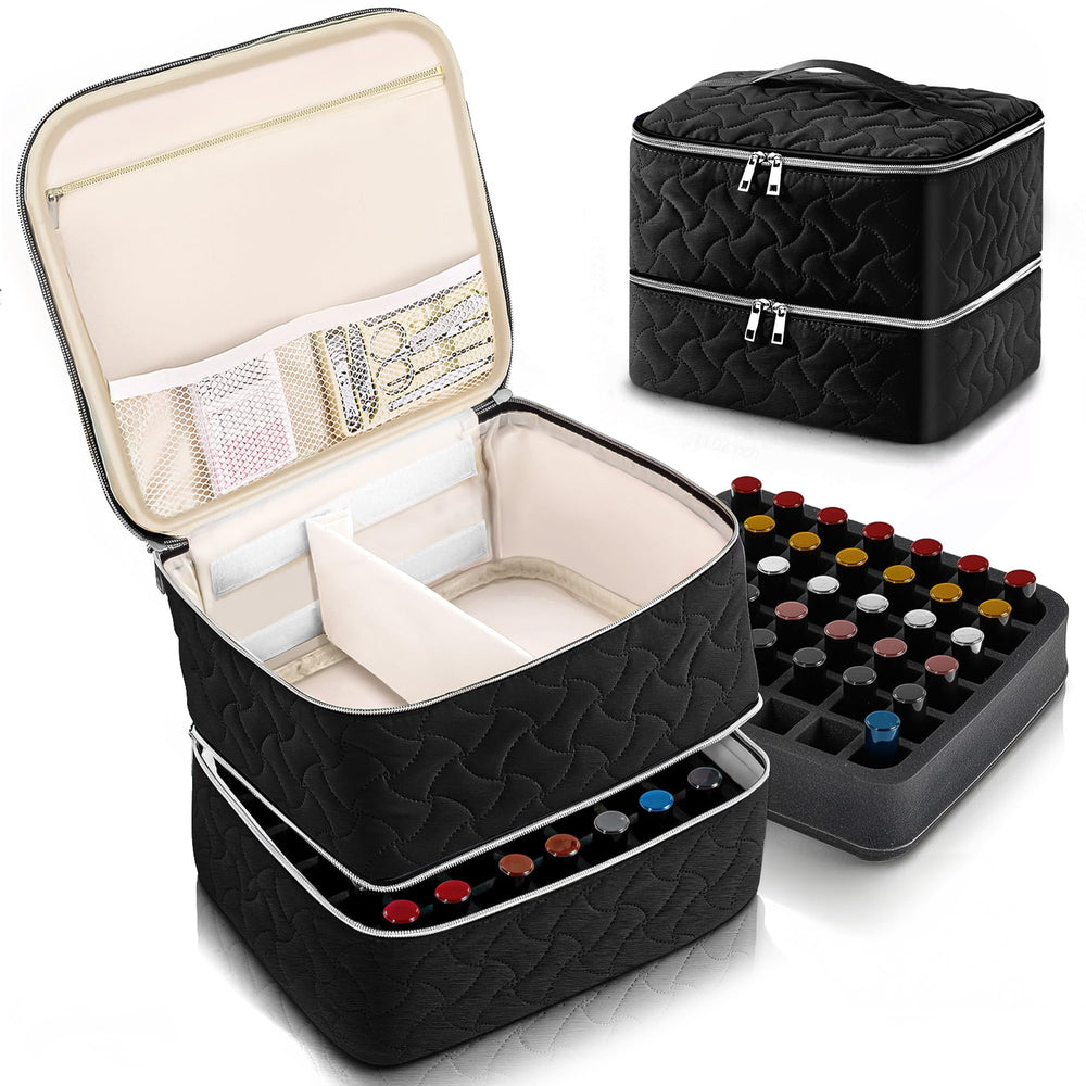DreamGenius front view of black organizer bag showing compact design and easy portability