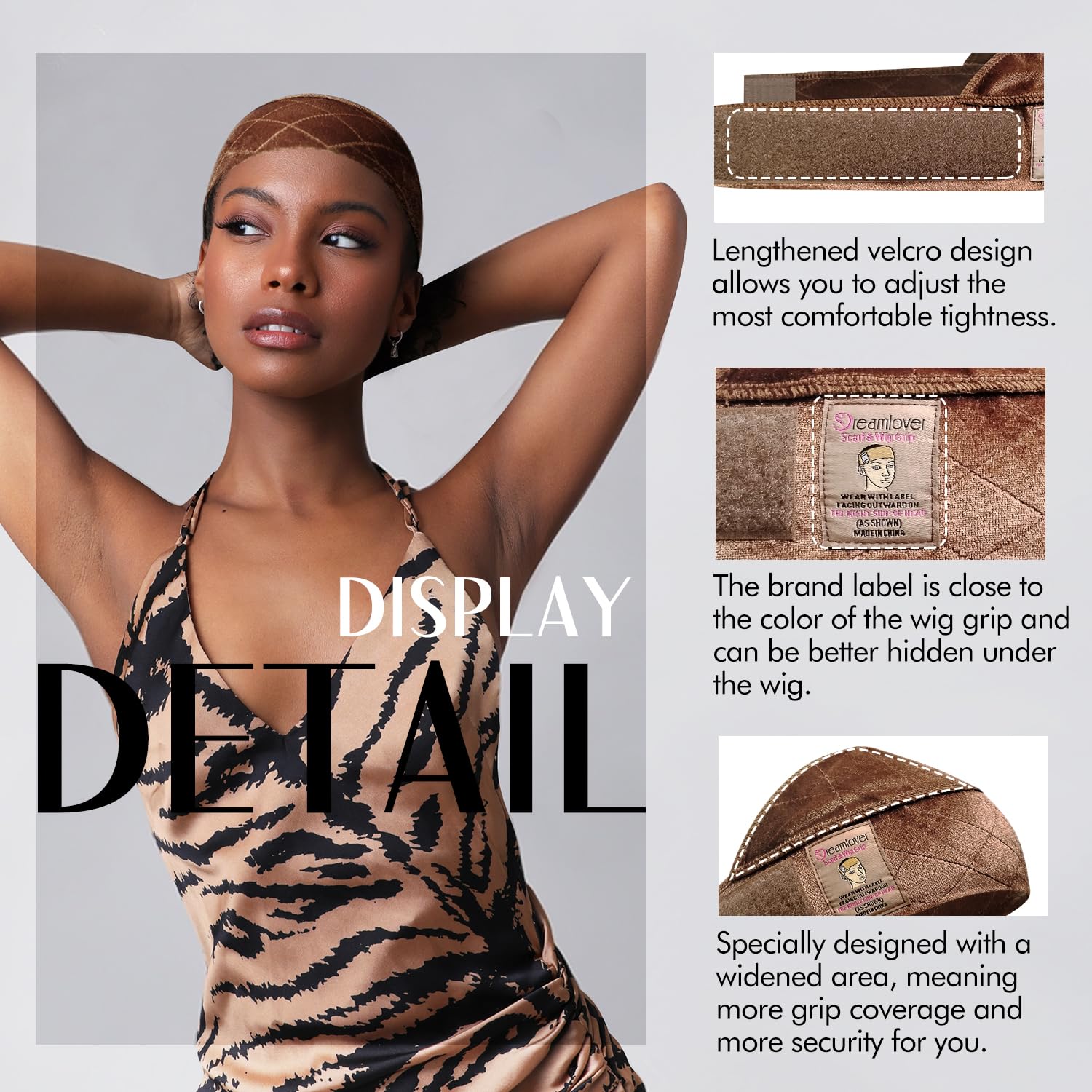 Dreamlover wig grip worn under a half wig showing stable hairline and daily confidence