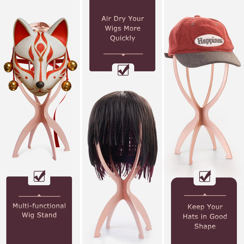 Dreamlover stand holding blonde wig demonstrating better airflow for drying