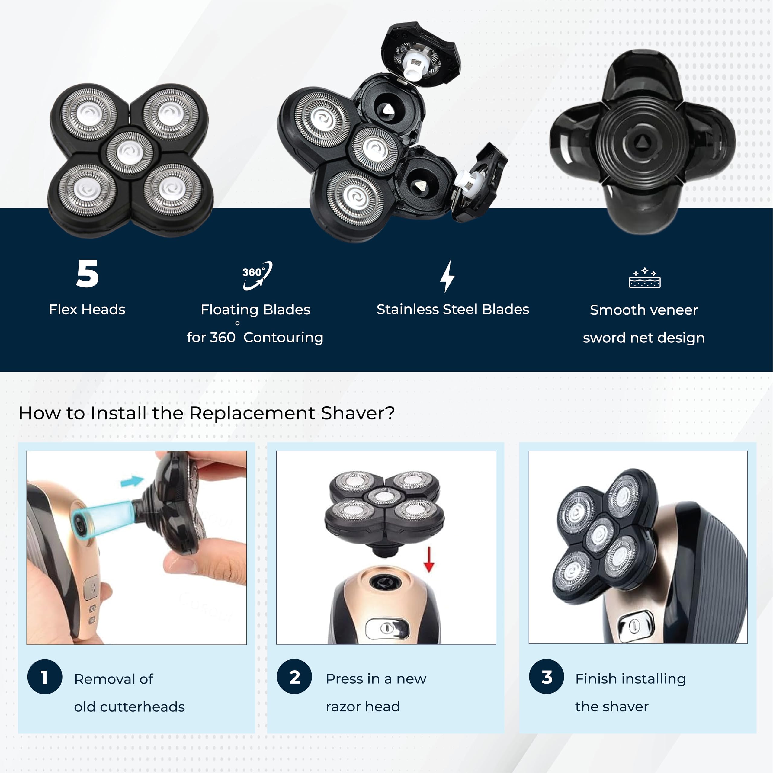 DREBIG replacement head beside a coin showing compact size for easy storage and portability