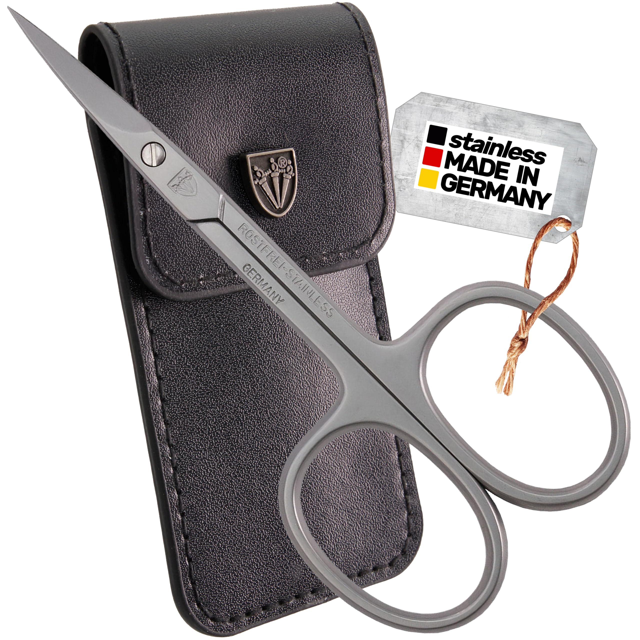 Drei Schwerter curved cuticle scissors front view showing precise tip and ergonomic shape
