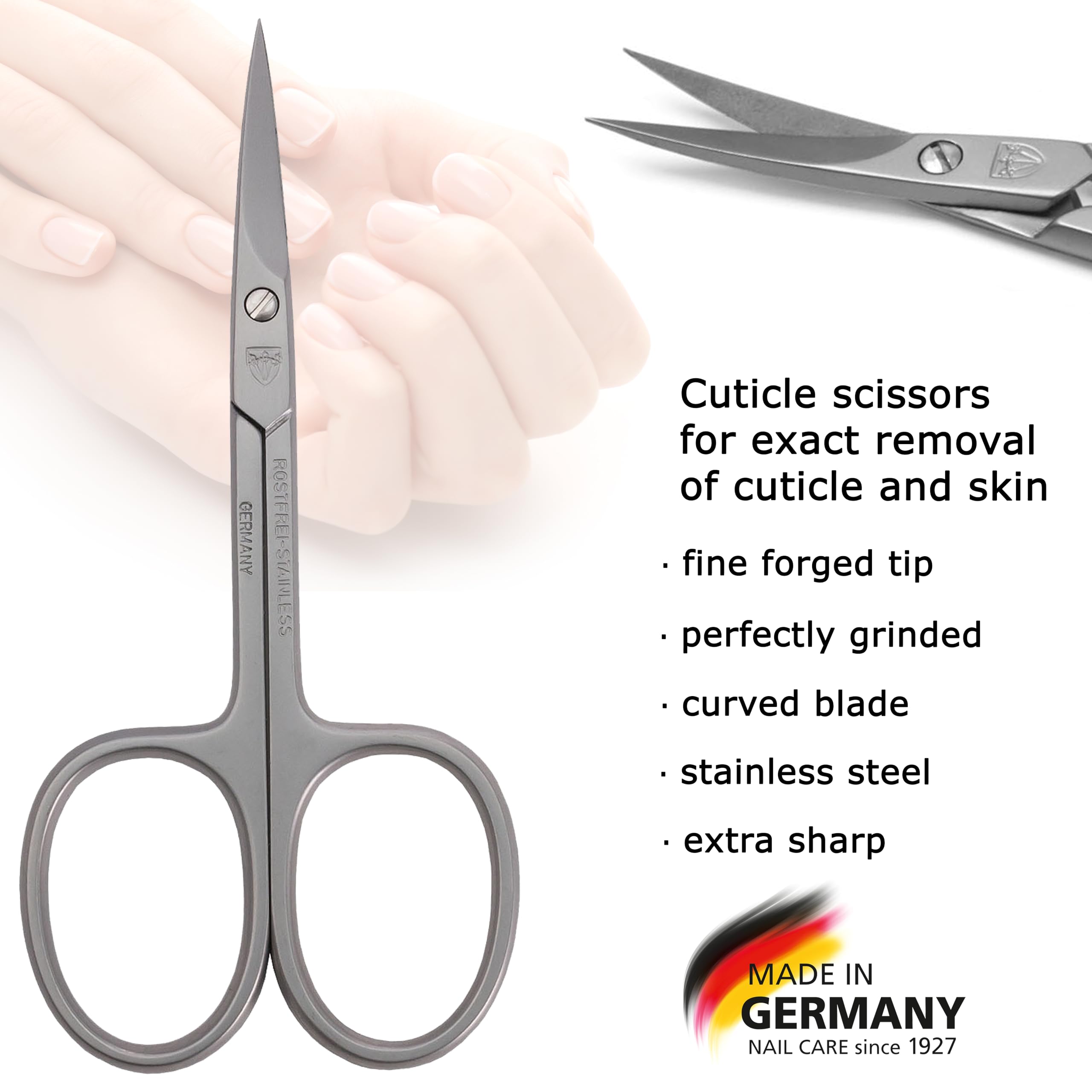 Drei Schwerter blade close-up highlighting sharp edge and durable stainless steel benefit