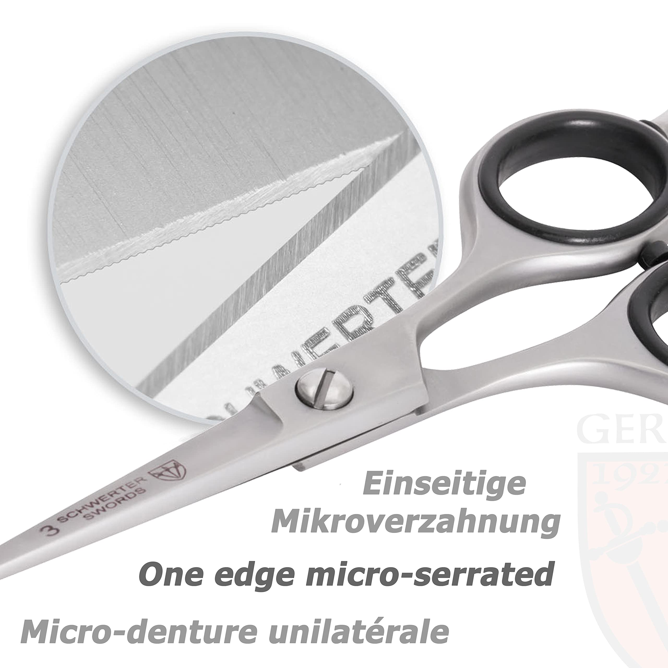 Drei Schwerter scissors arranged open in case for safe storage