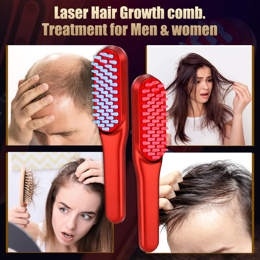 DREWALA close-up of comb teeth and light array for targeted scalp exposure