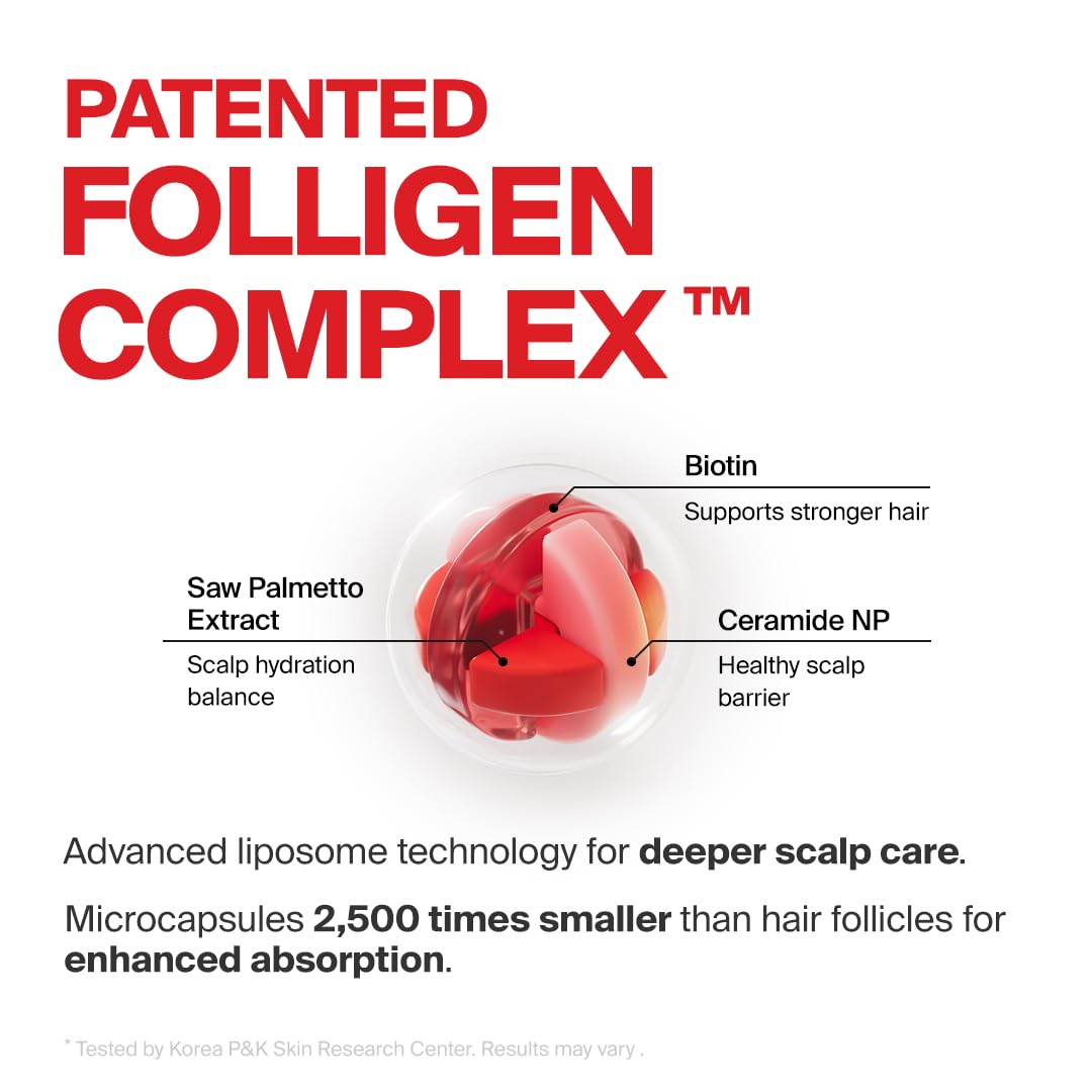 DR.FORHAIR label close-up focusing on Folligen Complex to highlight scalp-strengthening benefit