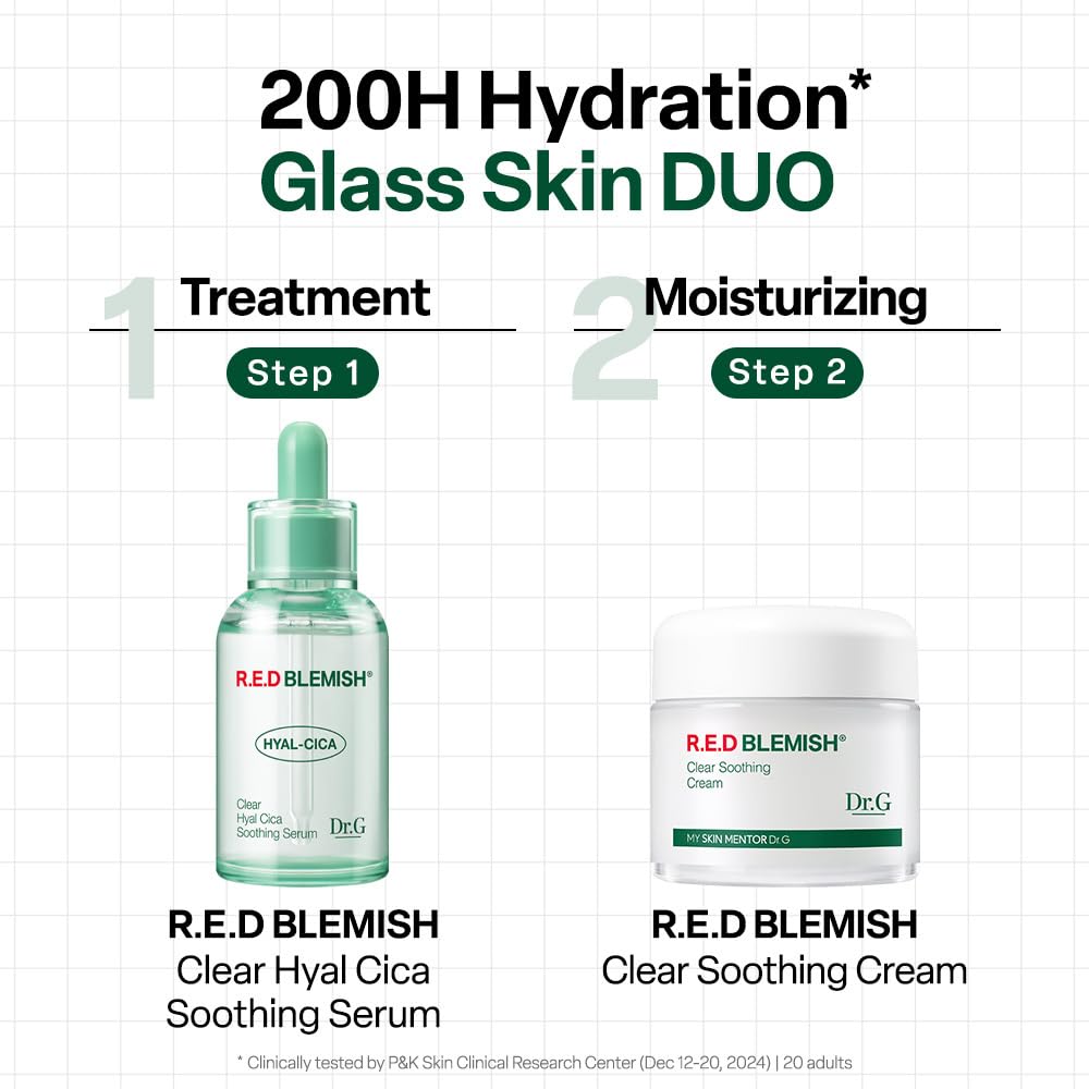 Dr.G serum on a bathroom shelf styled for daily skincare ritual