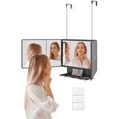 Dripex front view showing built-in shelf and trifold mirror, keeps tools organized