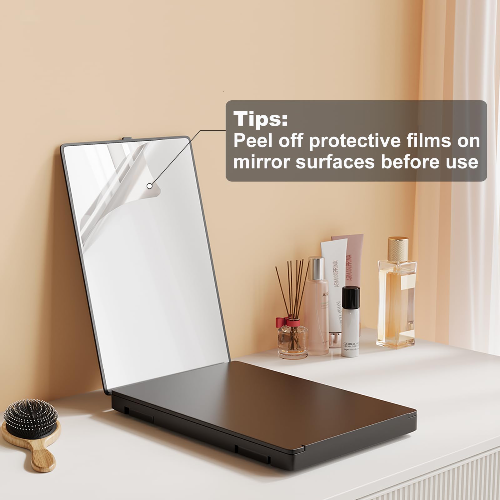 Dripex glass detail showing clear reflection for accurate makeup benefit