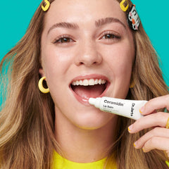 Dr.Jart+ balm applied on lips acting as primer for smoother lipstick application