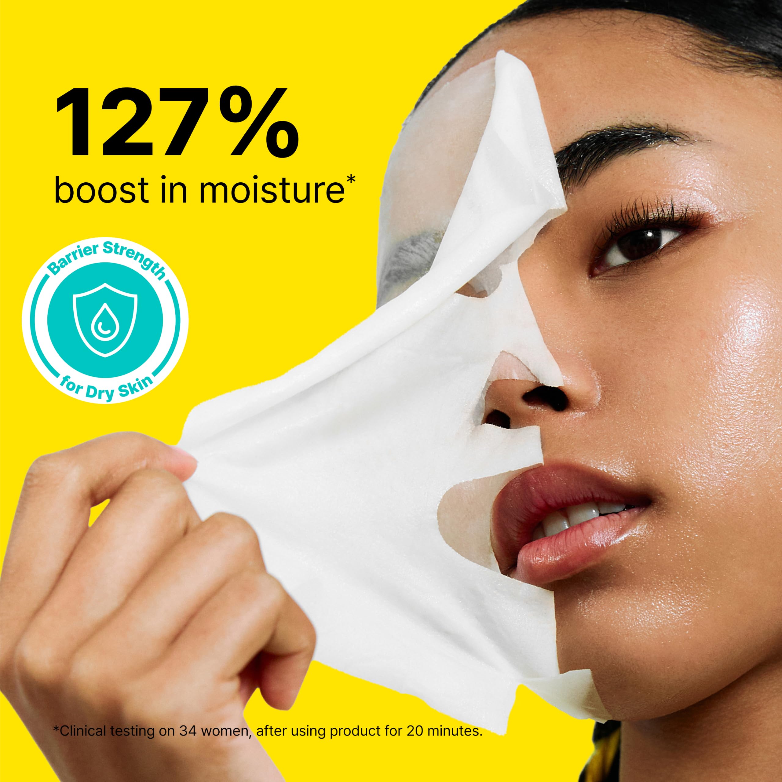 Dr.Jart+ sheet mask texture and fit close-up illustrating serum coverage