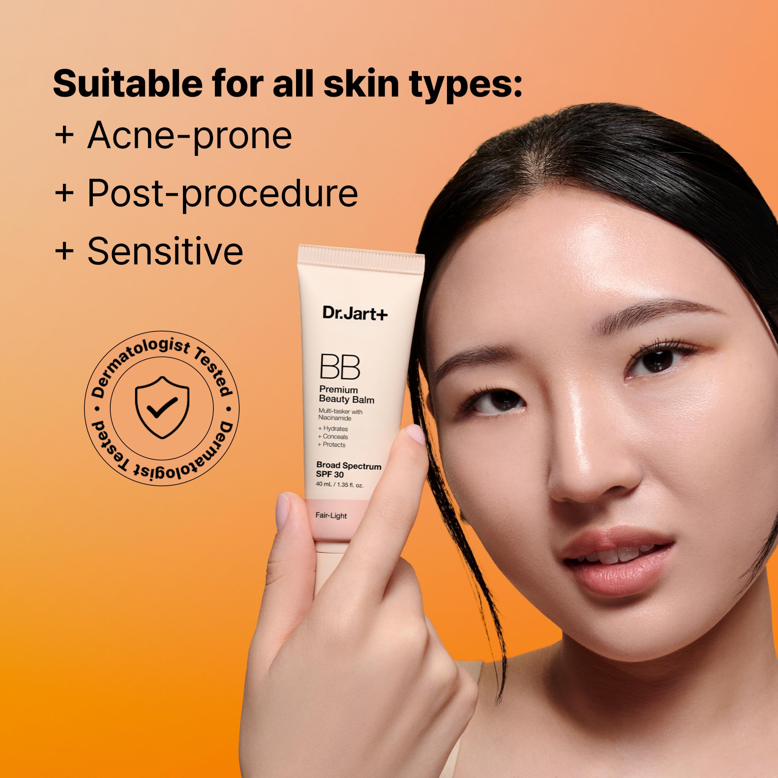 Dr.Jart+ before and after photo showing improved evenness and subtle glow benefit