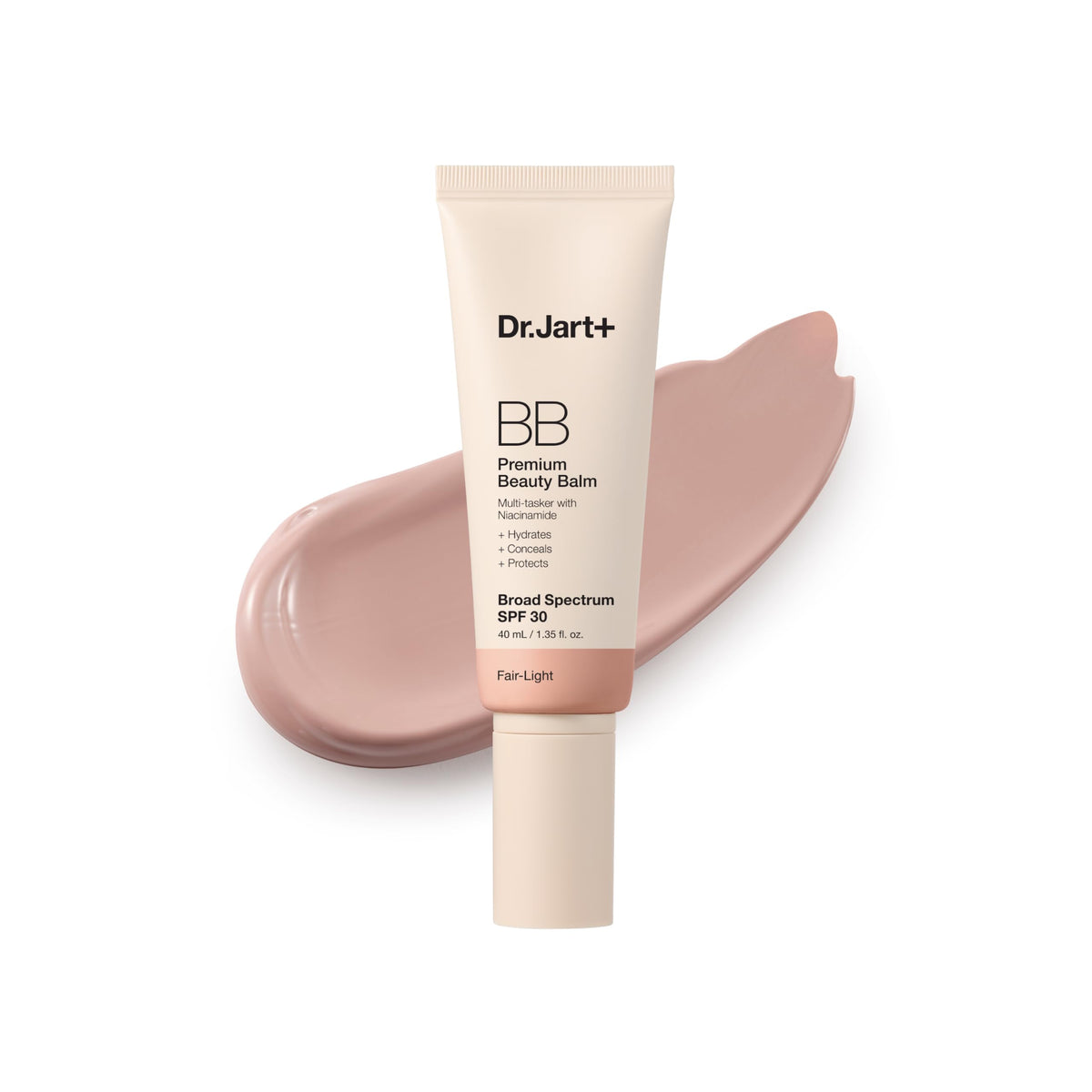 Dr.Jart+ front packaging showing bottle and label, clear brand identification and protection