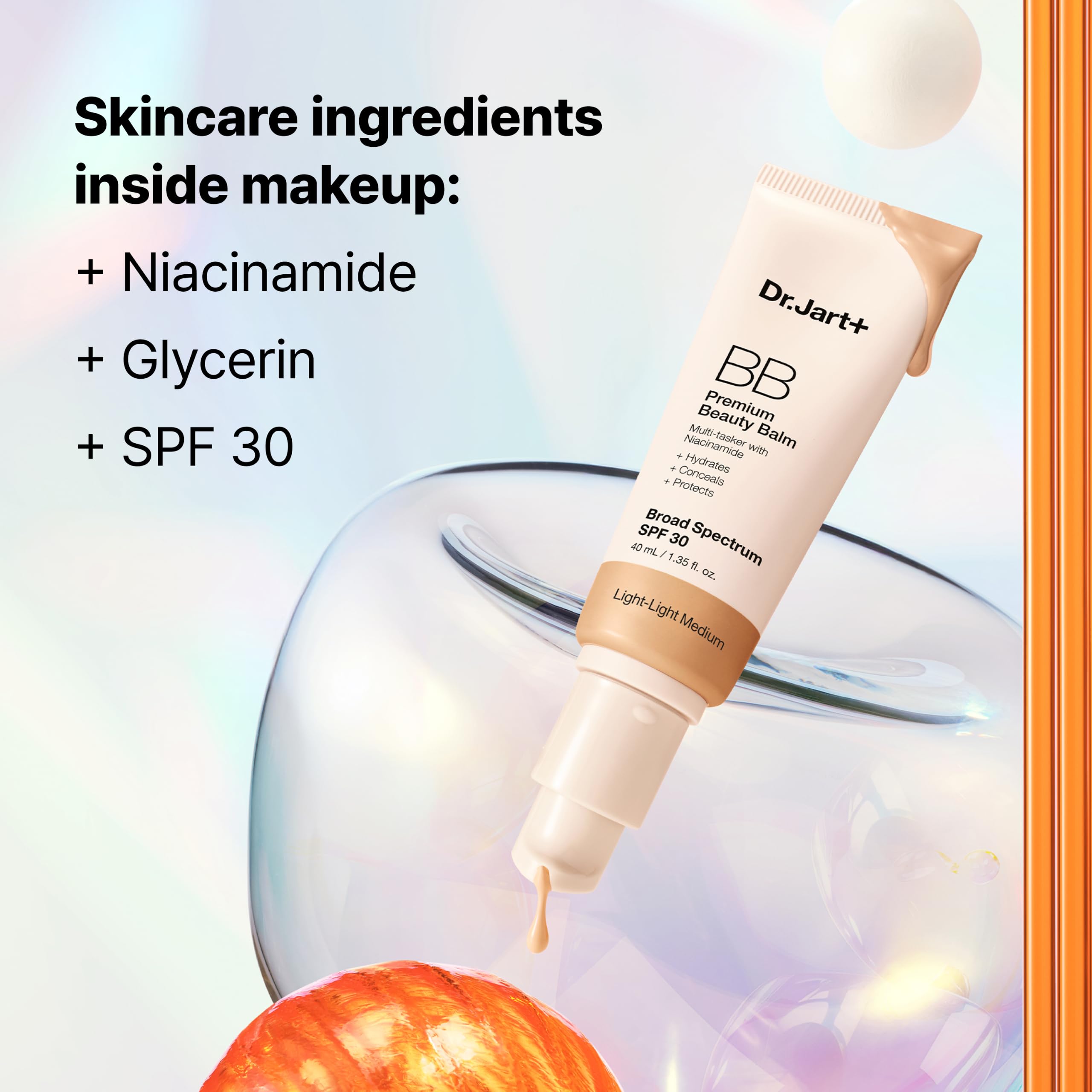 Dr.Jart+ pump dispensing a pearl of BB cream to show easy controlled application