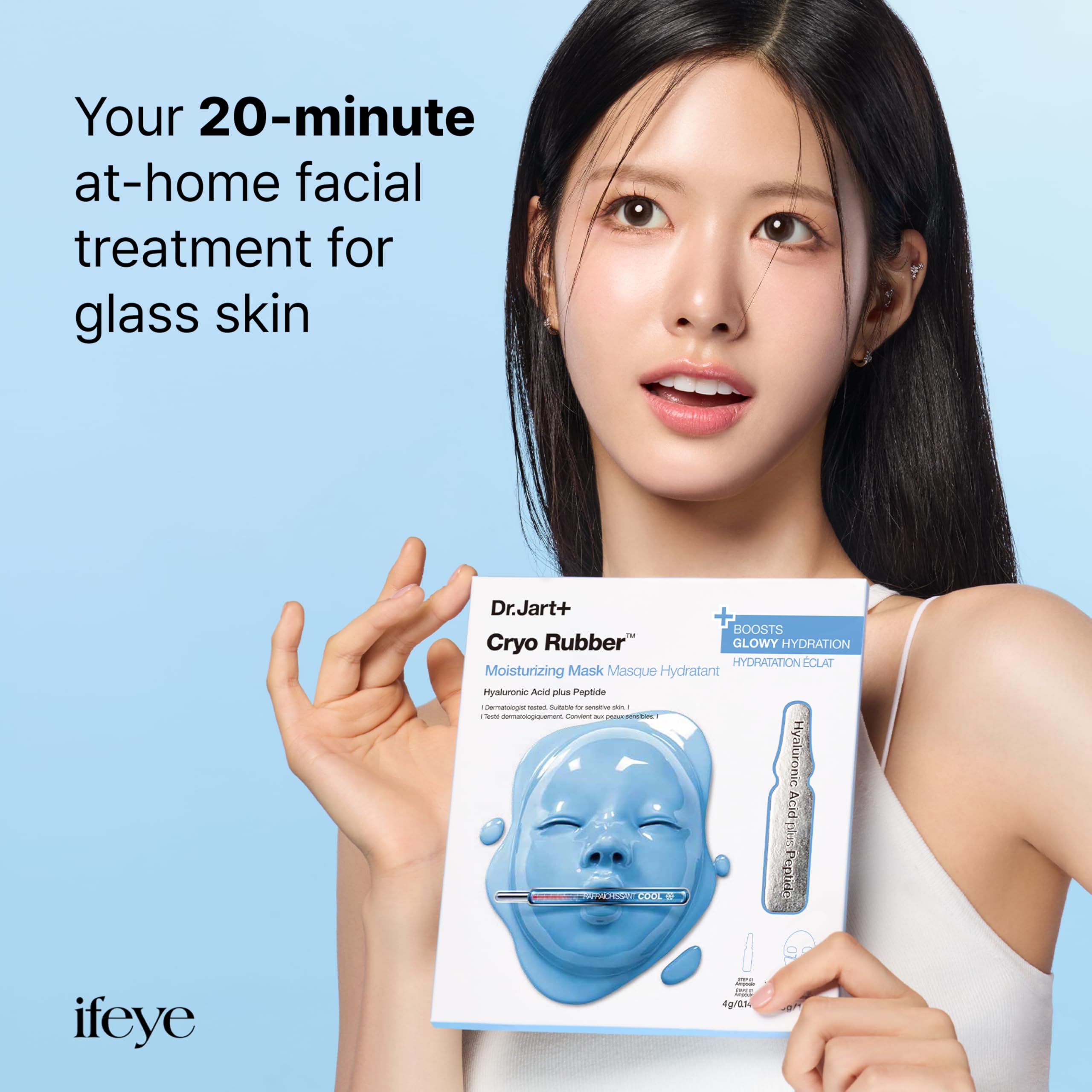 Dr.Jart+ ingredient label detail highlighting hyaluronic acid and peptides