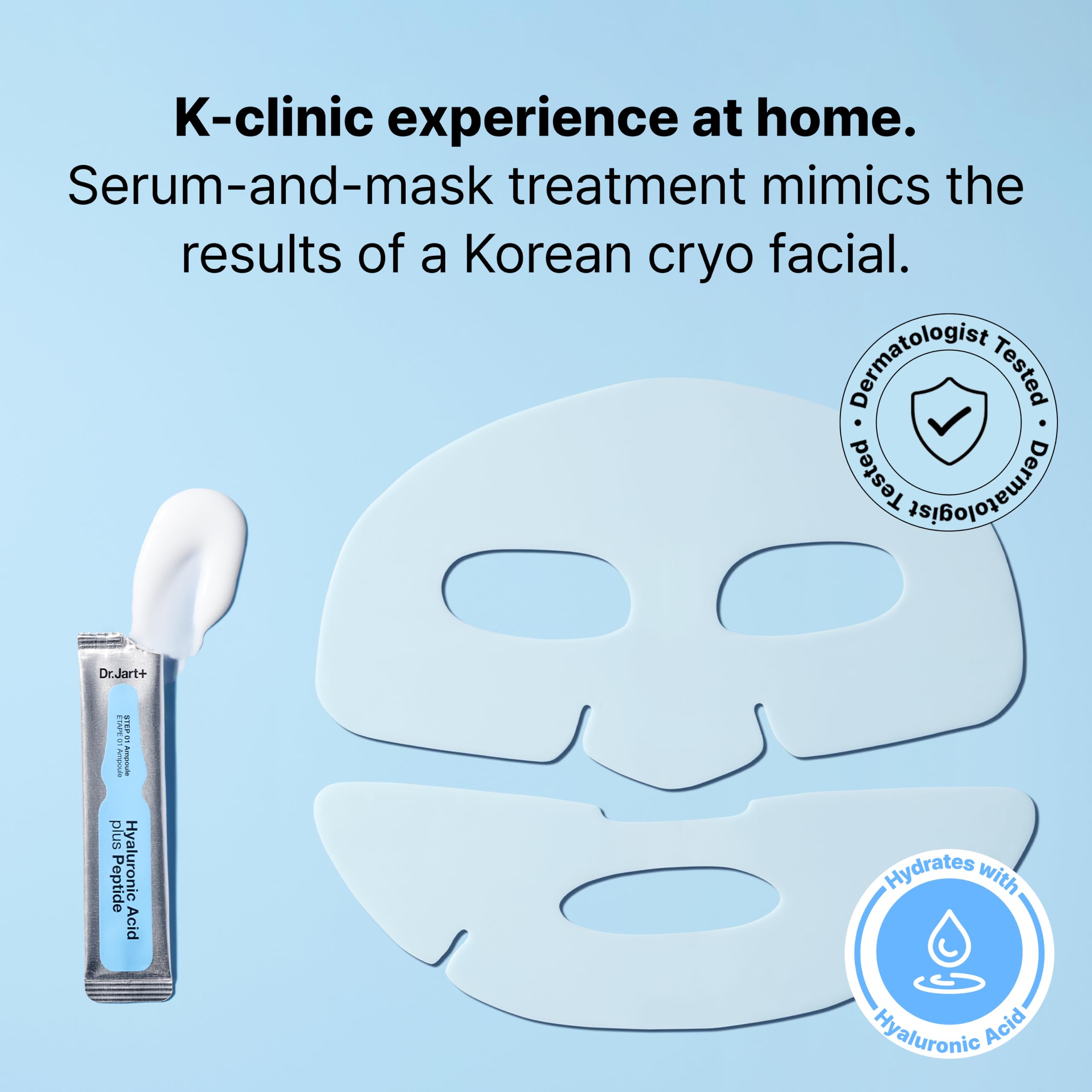 Dr.Jart+ mask fitted on face delivering sealed-in serum and cooling relief