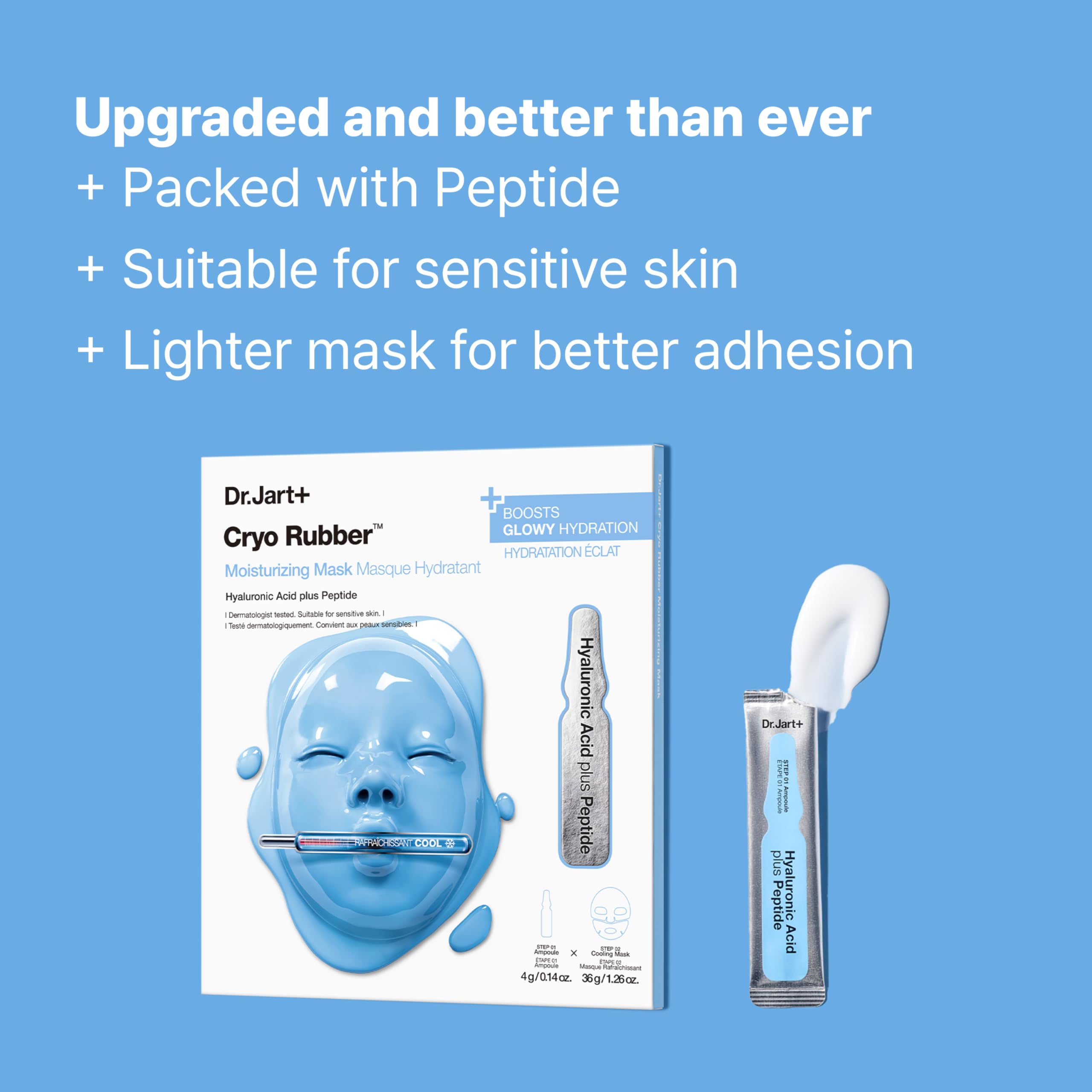 Dr.Jart+ opened ampoule releasing hyaluronic serum for deep moisture