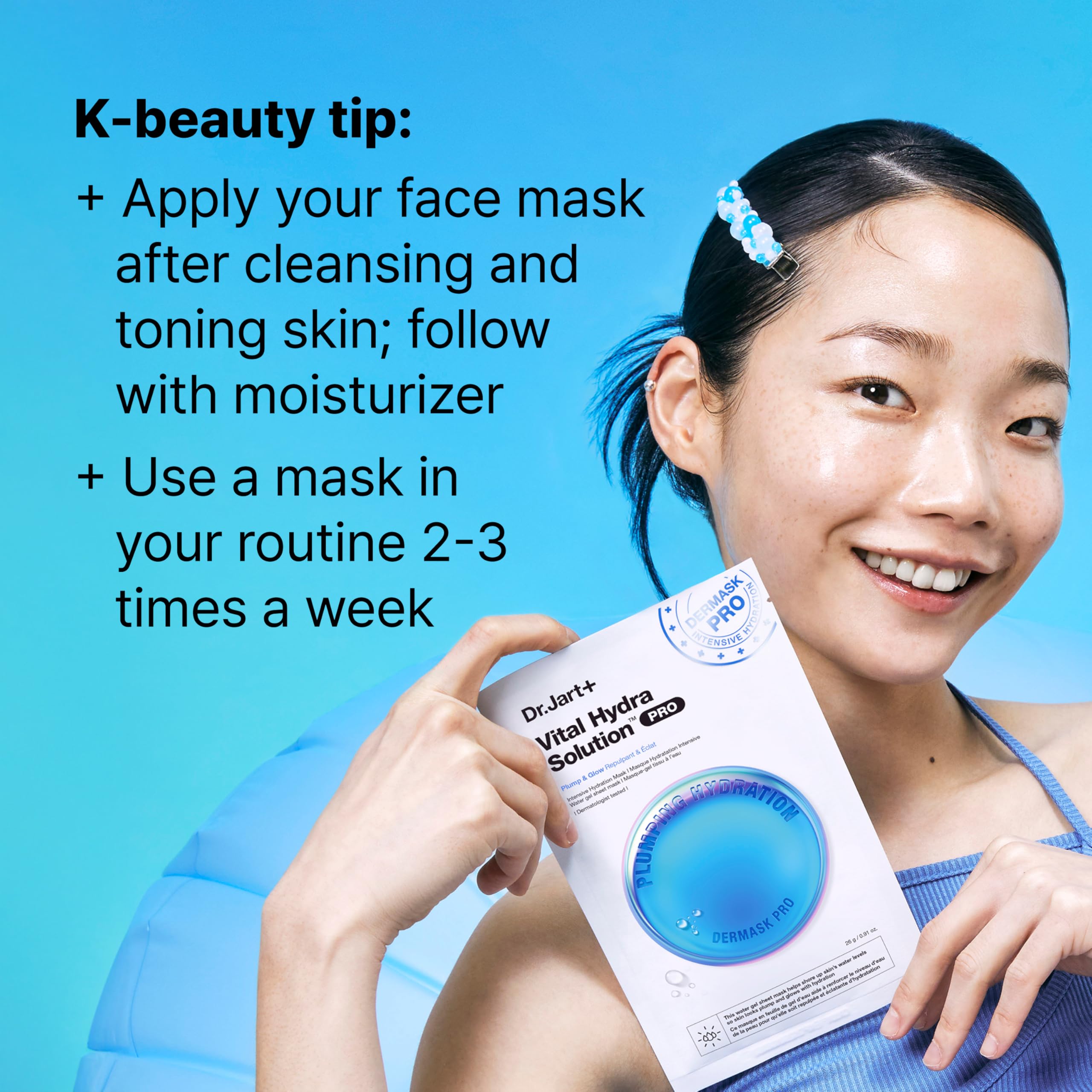 Dr.Jart+ mask beside hand for size comparison and travel friendly convenience