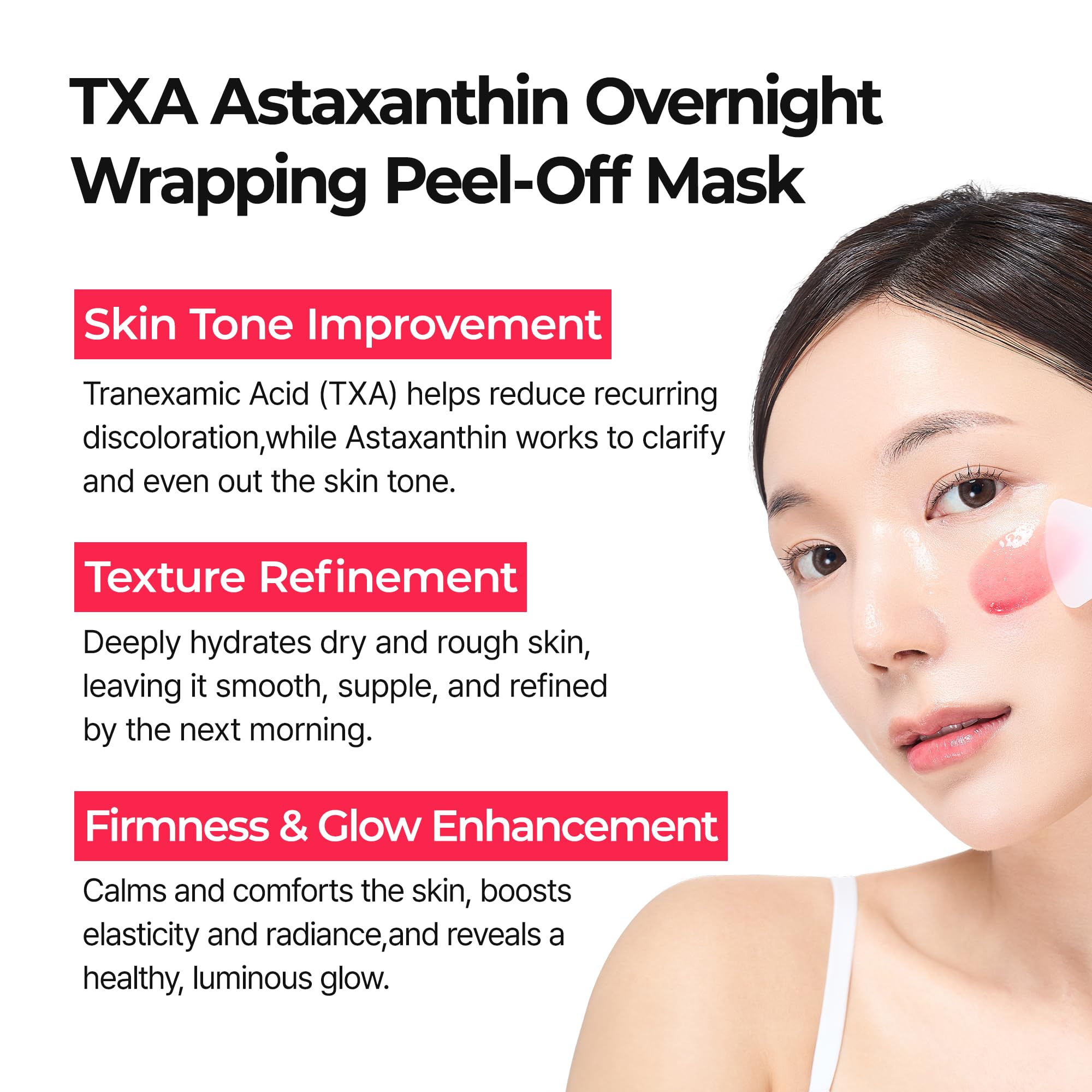 Dr.Melaxin application on face at night demonstrating comfortable wrap and overnight wear
