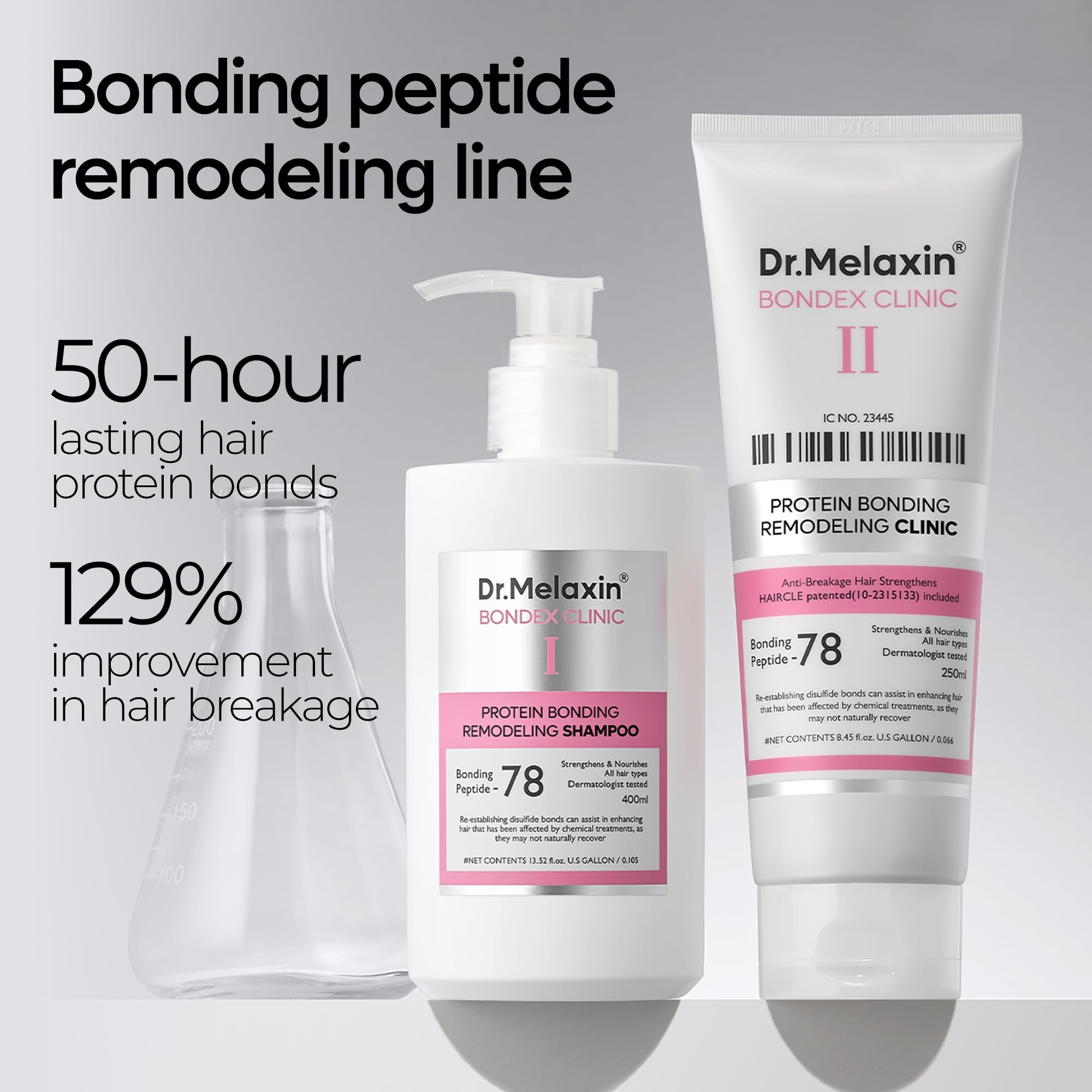 Dr.Melaxin back label close-up listing peptide and plant-protein ingredients and clarity